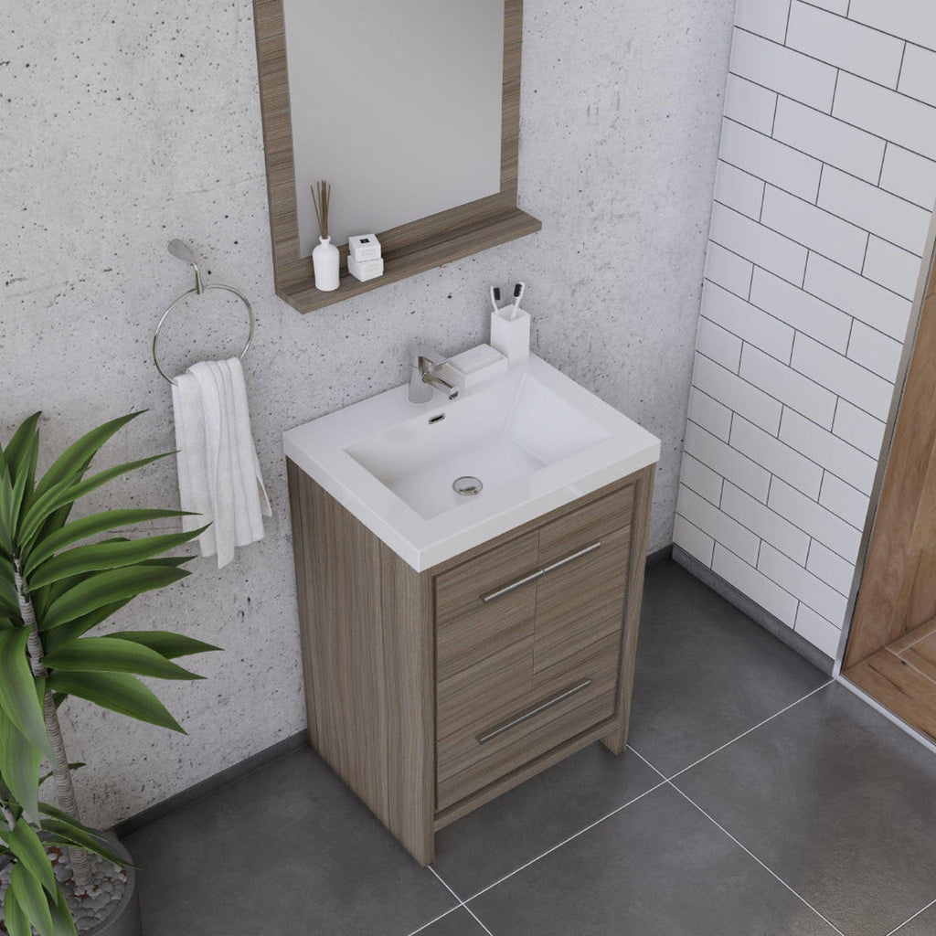 Alya Bath Sortino 24" Single Gray Modern Freestanding  Bathroom Vanity With Acrylic Top and Integrated Sink - AB-MD624-G
