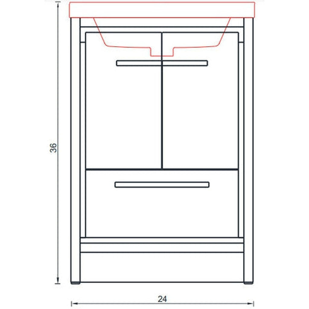 Alya Bath Sortino 24" Single Gray Modern Freestanding  Bathroom Vanity With Acrylic Top and Integrated Sink - AB-MD624-G