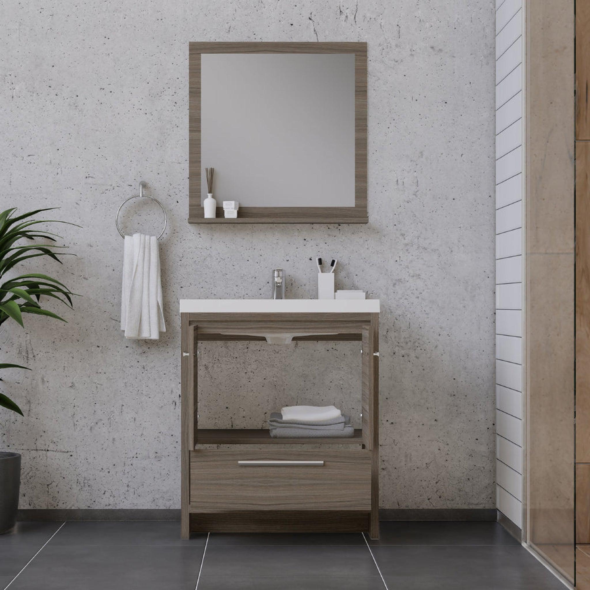 Alya Bath Sortino 30" Single Gray Modern Freestanding  Bathroom Vanity With Acrylic Top and Integrated  Sink -  AB-MD630-G