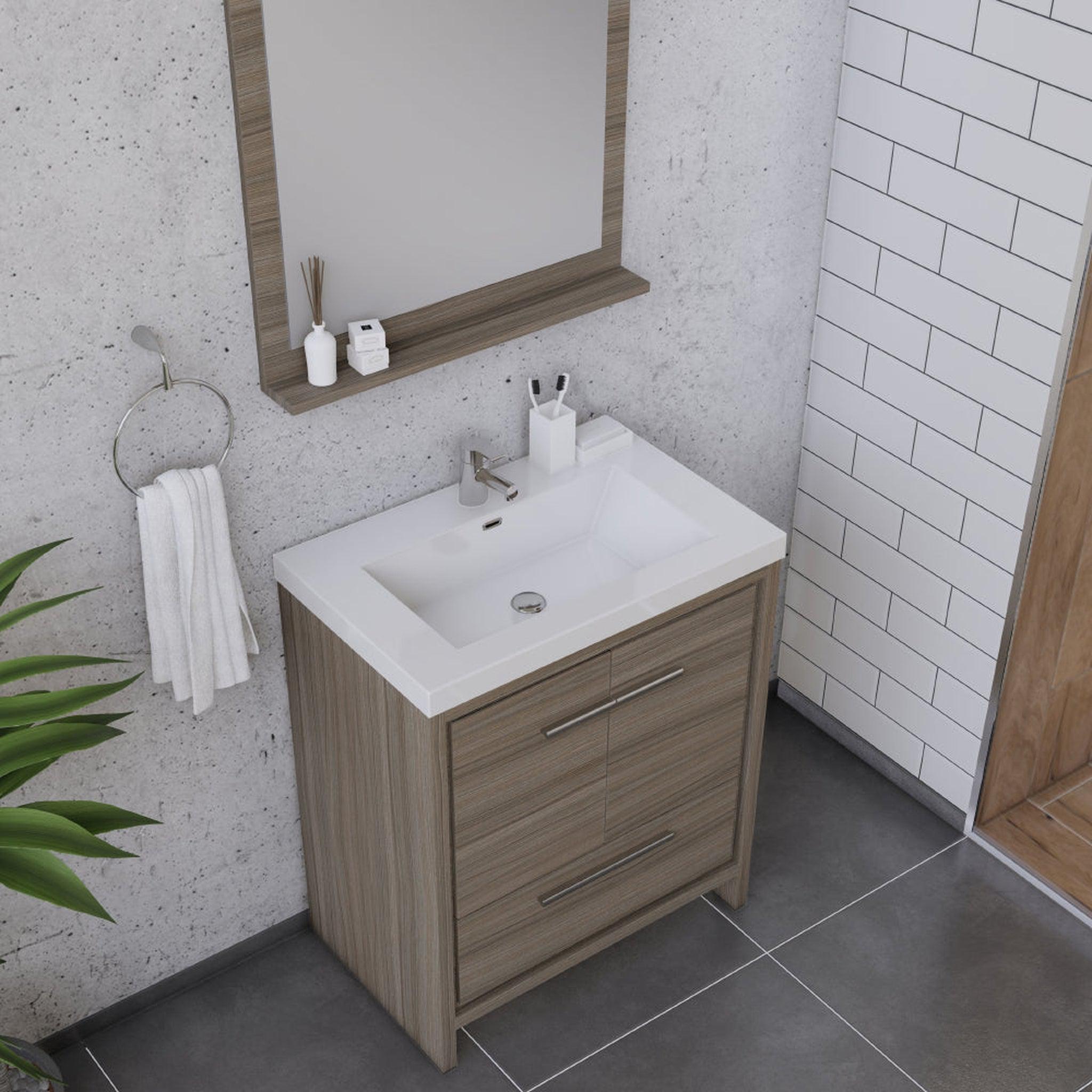 Alya Bath Sortino 30" Single Gray Modern Freestanding  Bathroom Vanity With Acrylic Top and Integrated  Sink -  AB-MD630-G