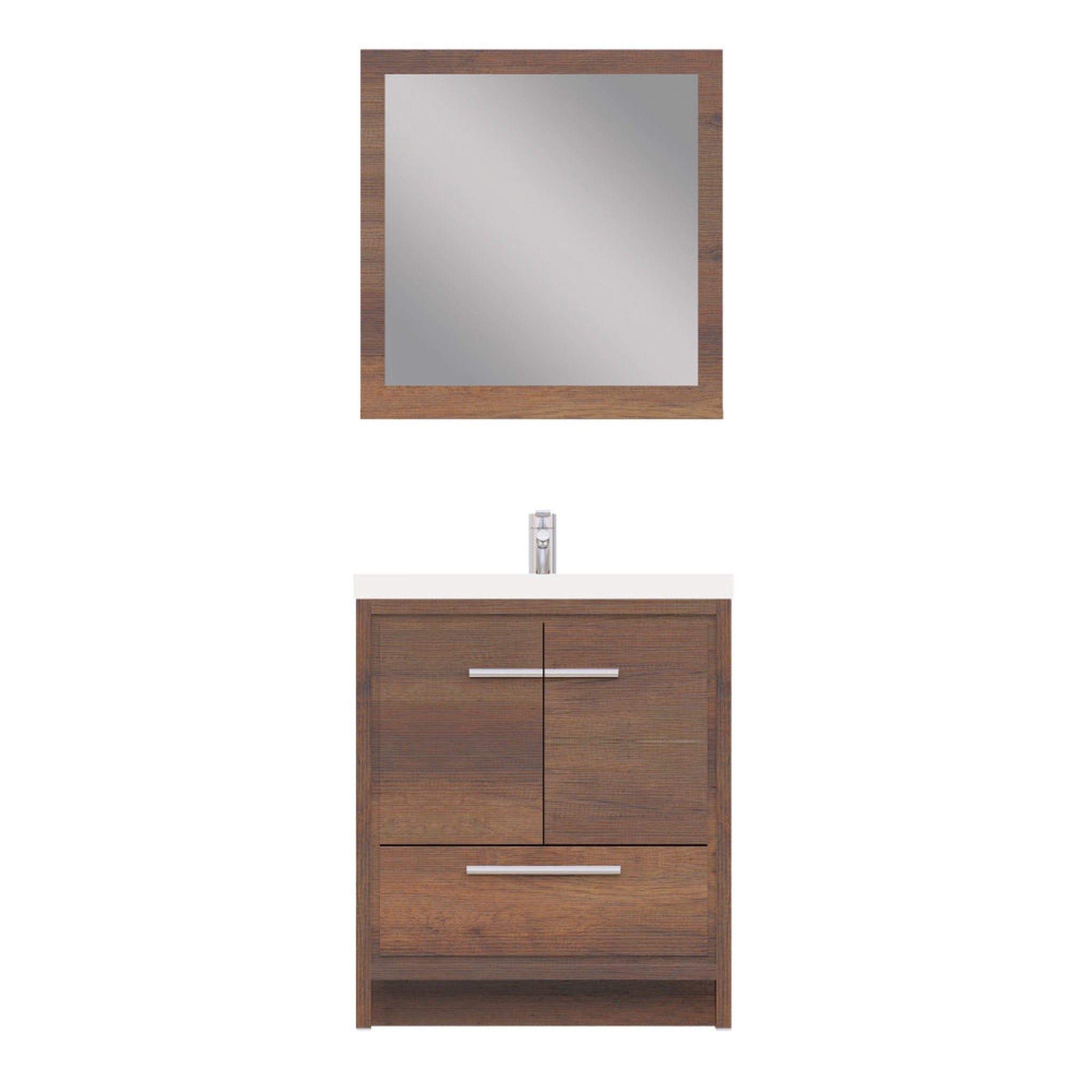Alya Bath Sortino 30" Single Rosewood  Modern Freestanding  Bathroom Vanity With Acrylic Top and Integrated Sink - AB-MD630-RW