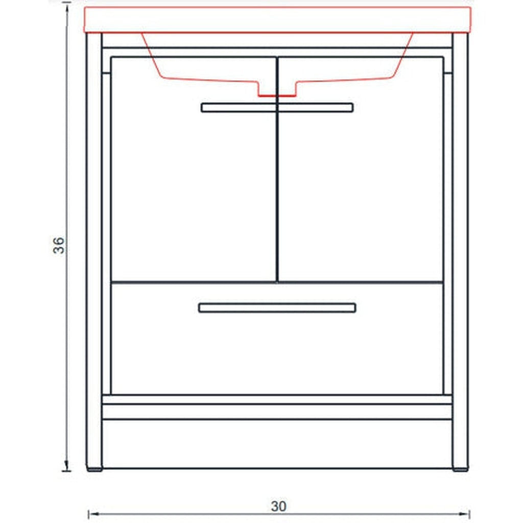 Alya Bath Sortino 30" Single Rosewood  Modern Freestanding  Bathroom Vanity With Acrylic Top and Integrated Sink - AB-MD630-RW