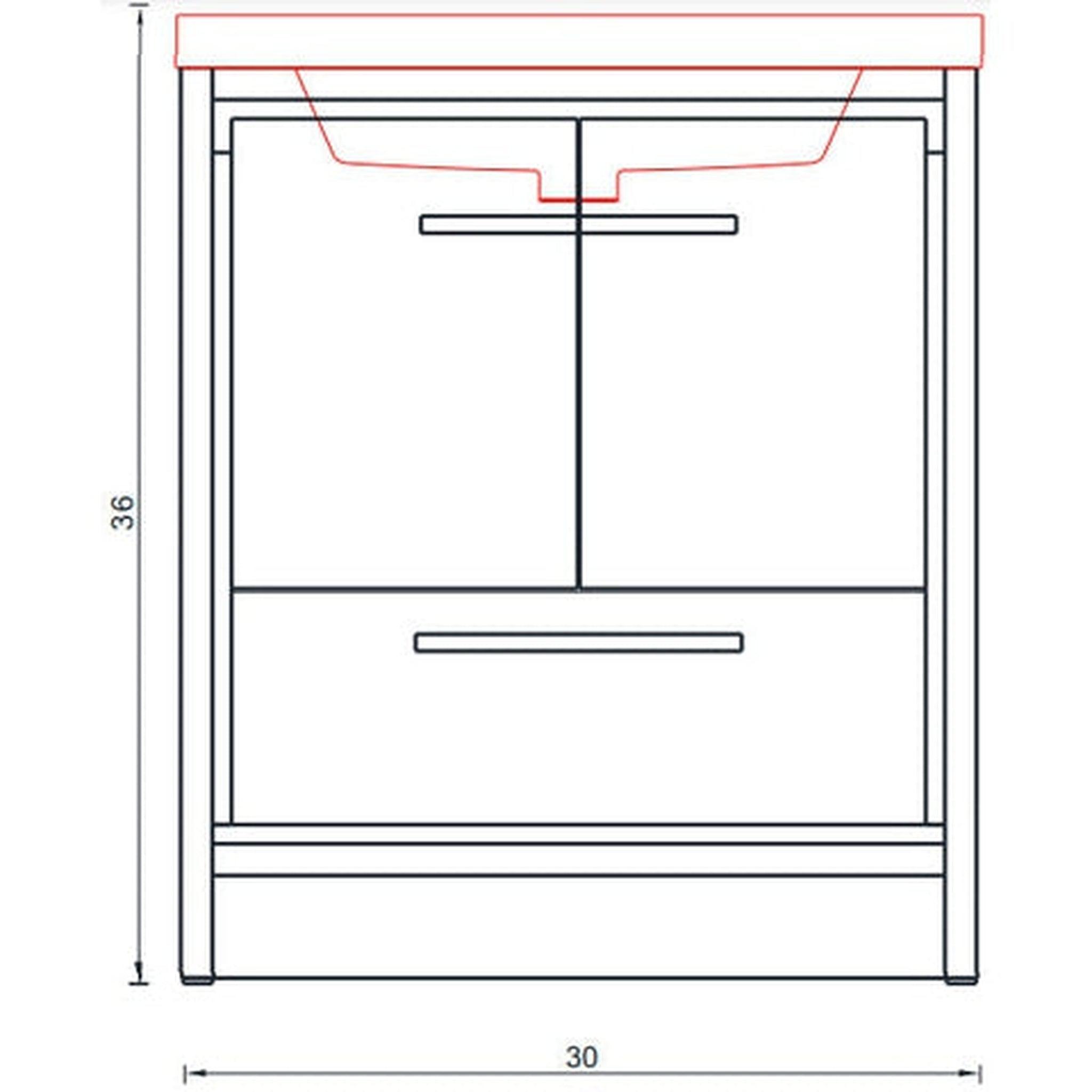 Alya Bath Sortino 30" Single Rosewood  Modern Freestanding  Bathroom Vanity With Acrylic Top and Integrated Sink - AB-MD630-RW