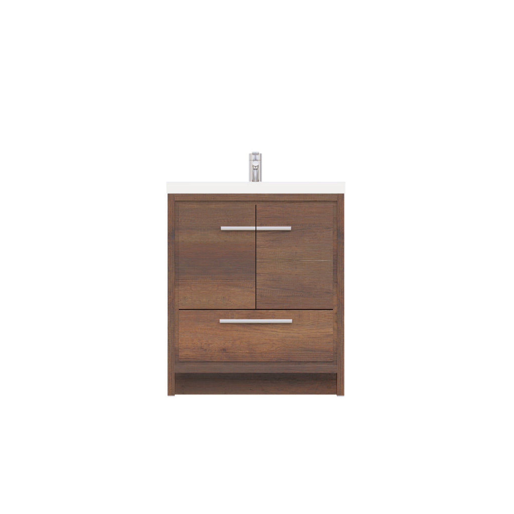 Alya Bath Sortino 30" Single Rosewood  Modern Freestanding  Bathroom Vanity With Acrylic Top and Integrated Sink - AB-MD630-RW