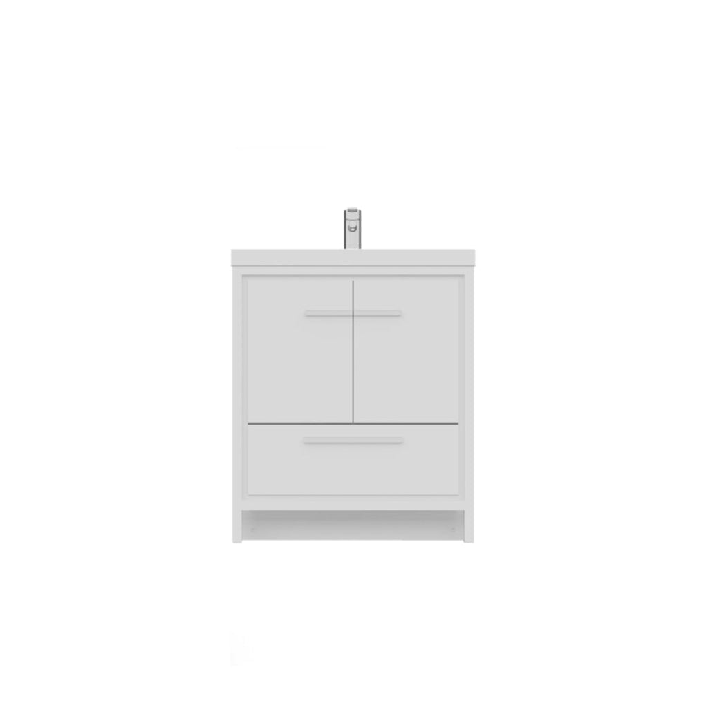 Alya Bath Sortino 30" Single White Modern Freestanding  Bathroom Vanity With Acrylic Top and Integrated Sink - AB-MD630-W