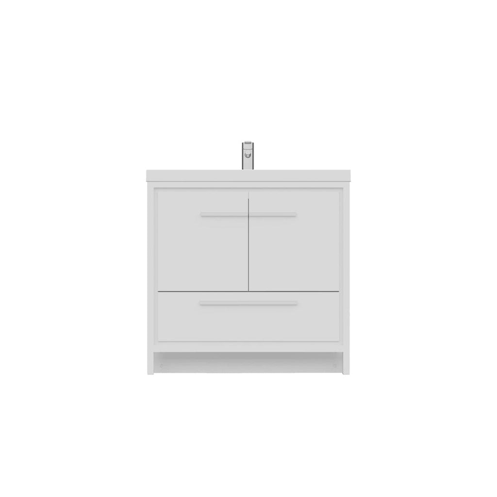 Alya Bath Sortino 36" Single White Modern Freestanding  Bathroom Vanity With Acrylic Top and Integrated Sink - AB-MD636-W