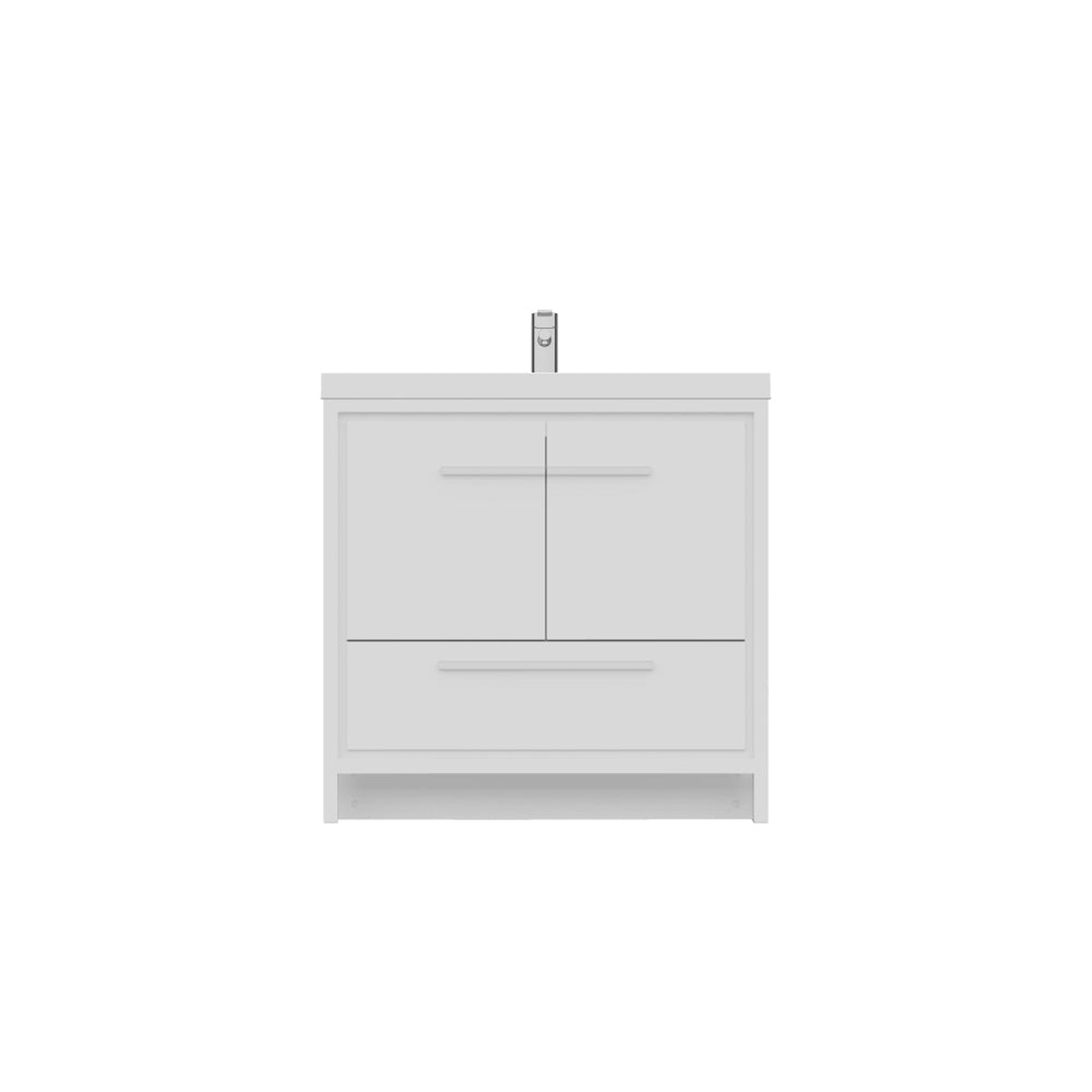 Alya Bath Sortino 36" Single White Modern Freestanding  Bathroom Vanity With Acrylic Top and Integrated Sink - AB-MD636-W