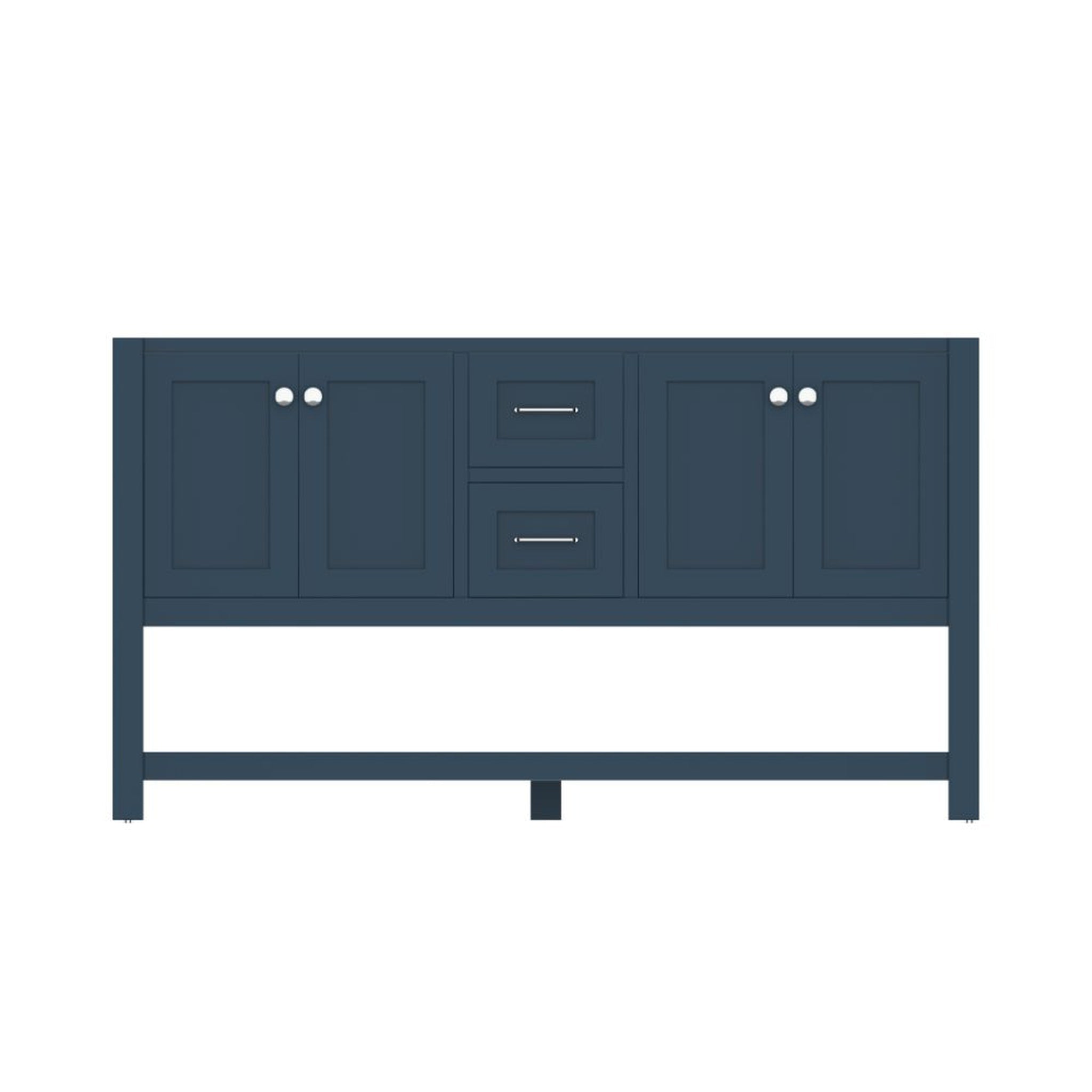 Alya Bath Wilmington 60" Double Blue Freestanding  Bathroom Vanity  With Brushed Nickel Edge Handles - HE-102-60D-B