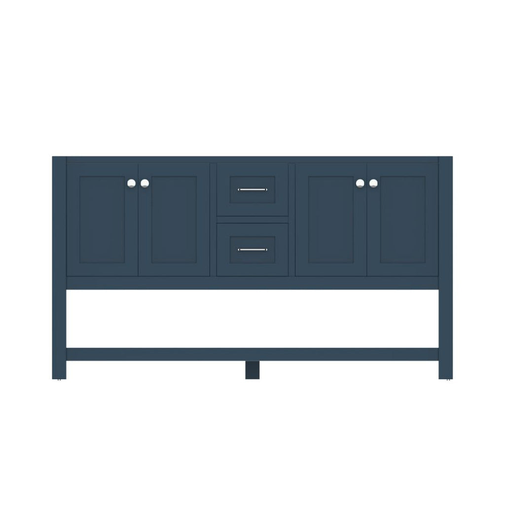 Alya Bath Wilmington 60" Double Blue Freestanding  Bathroom Vanity  With Brushed Nickel Edge Handles - HE-102-60D-B