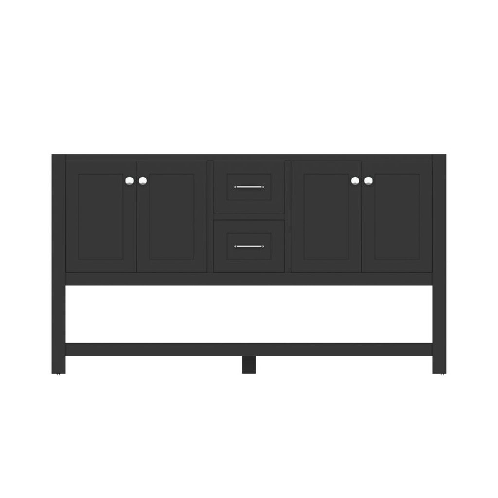 Alya Bath Wilmington 60" Double Espresso Freestanding  Bathroom Vanity  With Brushed Nickel Edge Handles - HE-102-60D-E