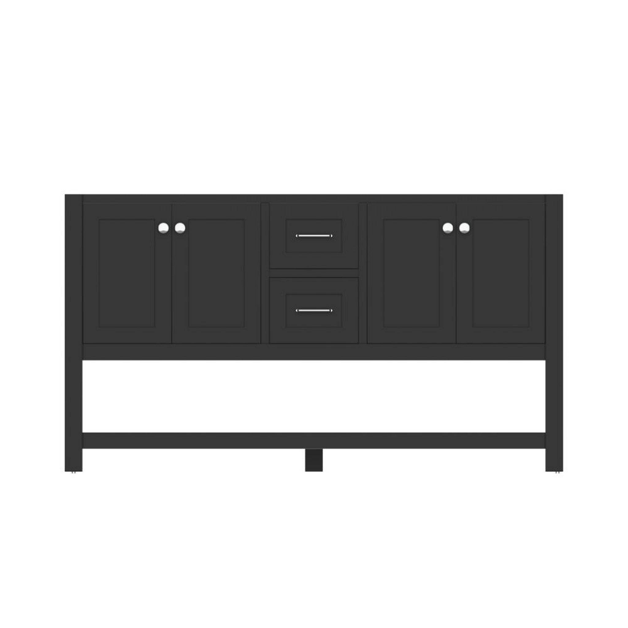 Alya Bath Wilmington 60" Double Espresso Freestanding  Bathroom Vanity  With Brushed Nickel Edge Handles - HE-102-60D-E