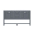 Alya Bath Wilmington 60" Double Gray Freestanding  Bathroom Vanity  With Brushed Nickel Edge Handles - HE-102-60D-G