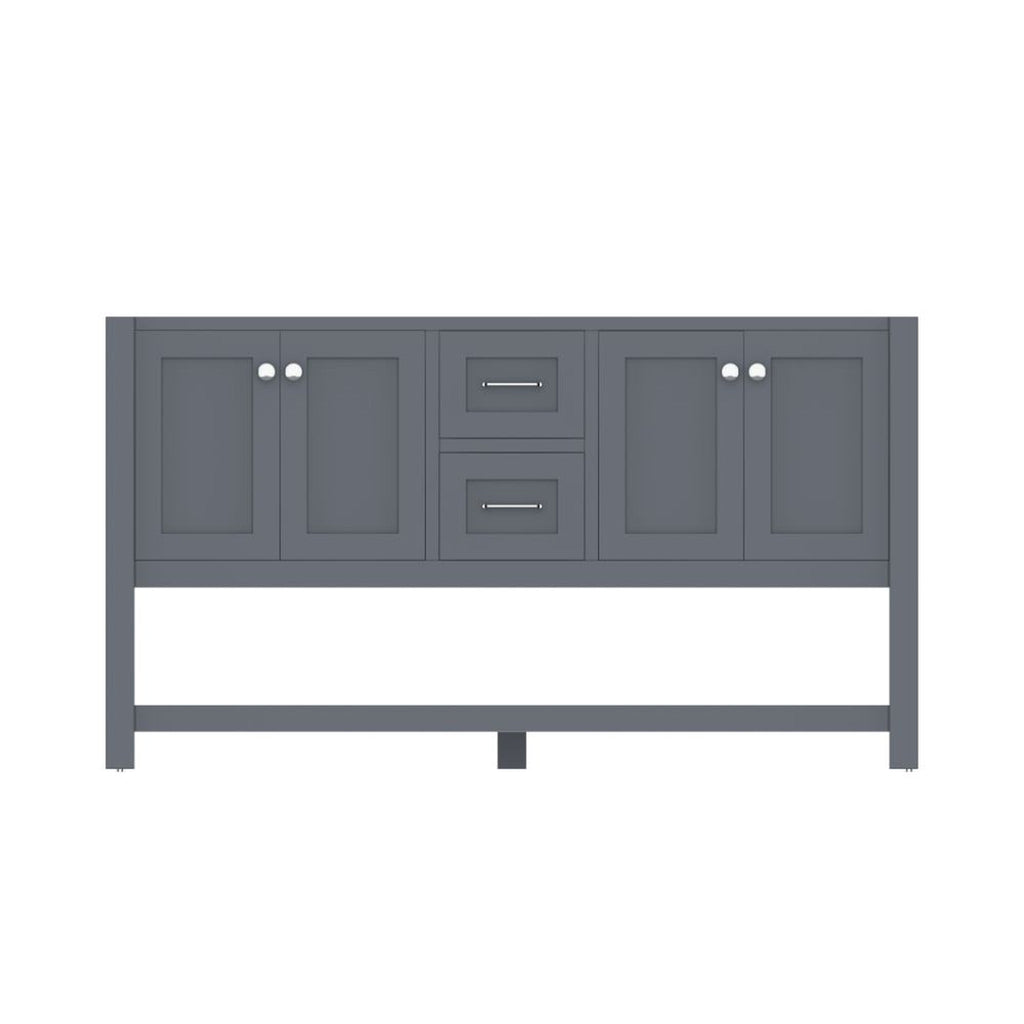 Alya Bath Wilmington 60" Double Gray Freestanding  Bathroom Vanity  With Brushed Nickel Edge Handles - HE-102-60D-G