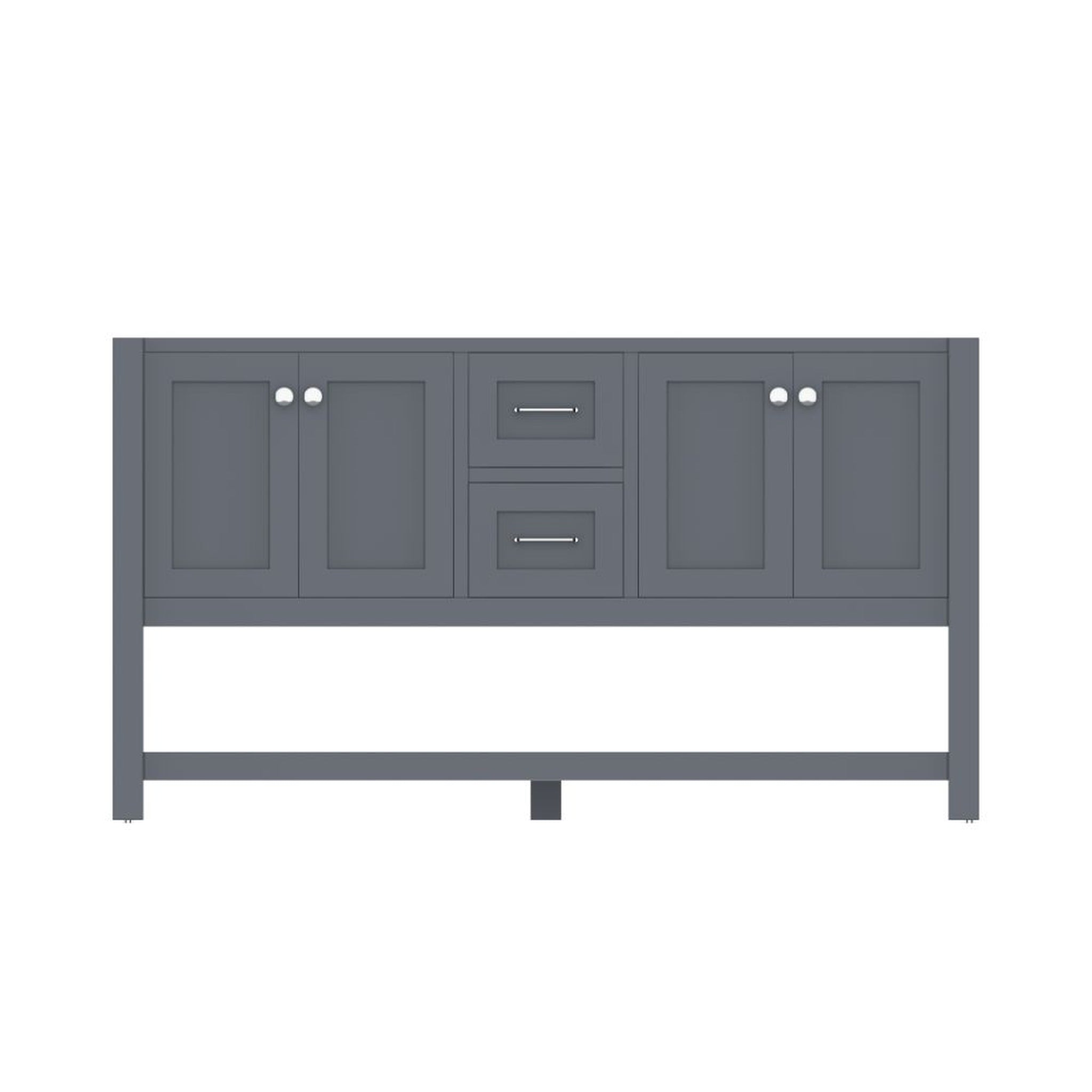 Alya Bath Wilmington 60" Double Gray Freestanding  Bathroom Vanity  With Brushed Nickel Edge Handles - HE-102-60D-G