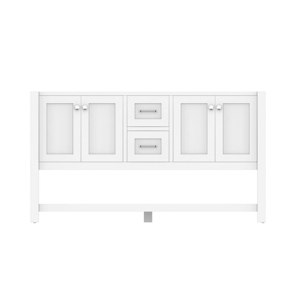 Alya Bath Wilmington 60" Double White Freestanding  Bathroom Vanity  With Brushed Nickel Edge Handles - HE-102-60D-W
