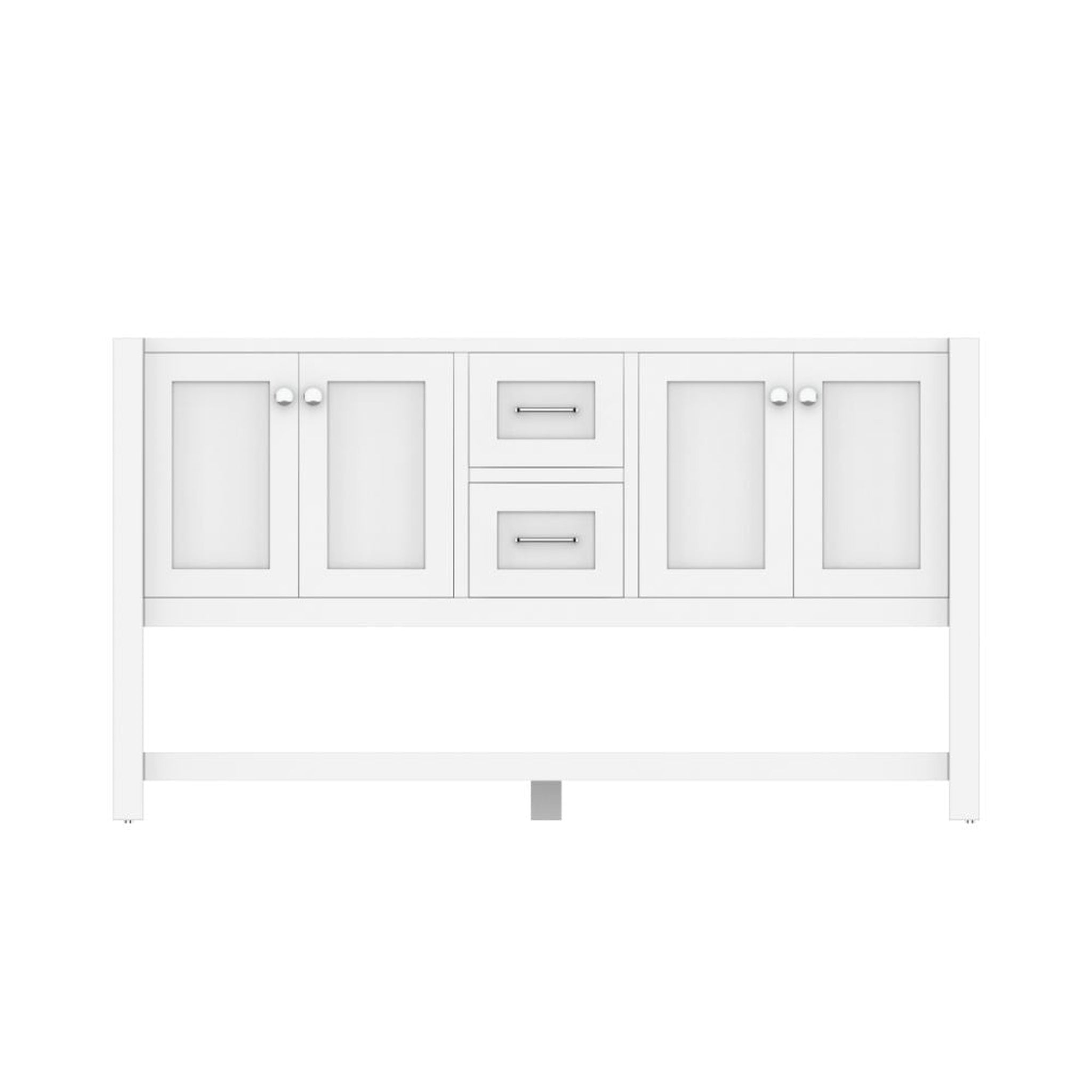Alya Bath Wilmington 60" Double White Freestanding  Bathroom Vanity  With Brushed Nickel Edge Handles - HE-102-60D-W