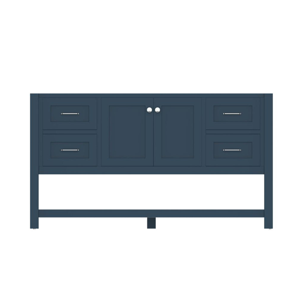 Alya Bath Wilmington 60" Single Blue Freestanding  Bathroom Vanity  With Brushed Nickel Edge Handles - HE-102-60S-B