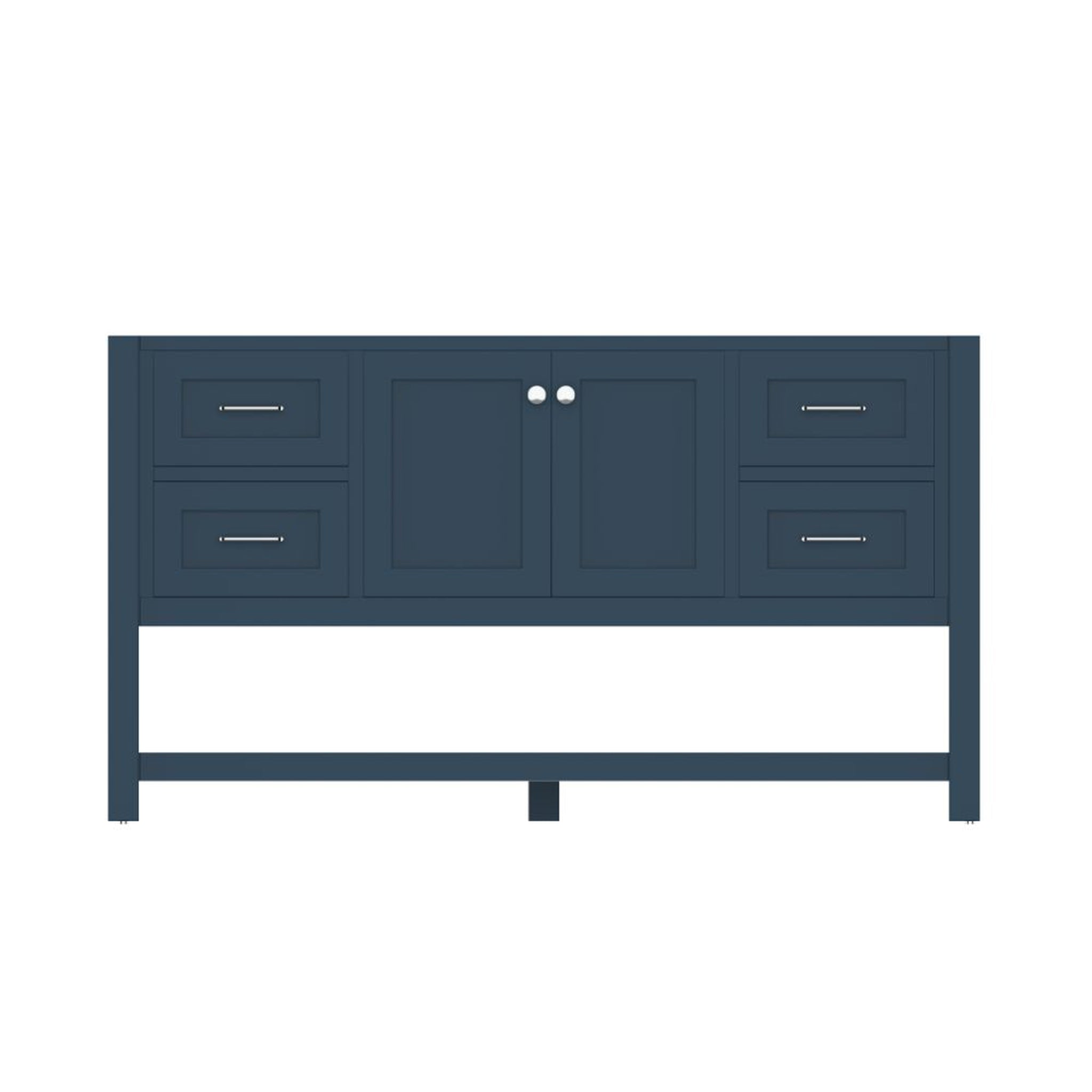 Alya Bath Wilmington 60" Single Blue Freestanding  Bathroom Vanity  With Brushed Nickel Edge Handles - HE-102-60S-B