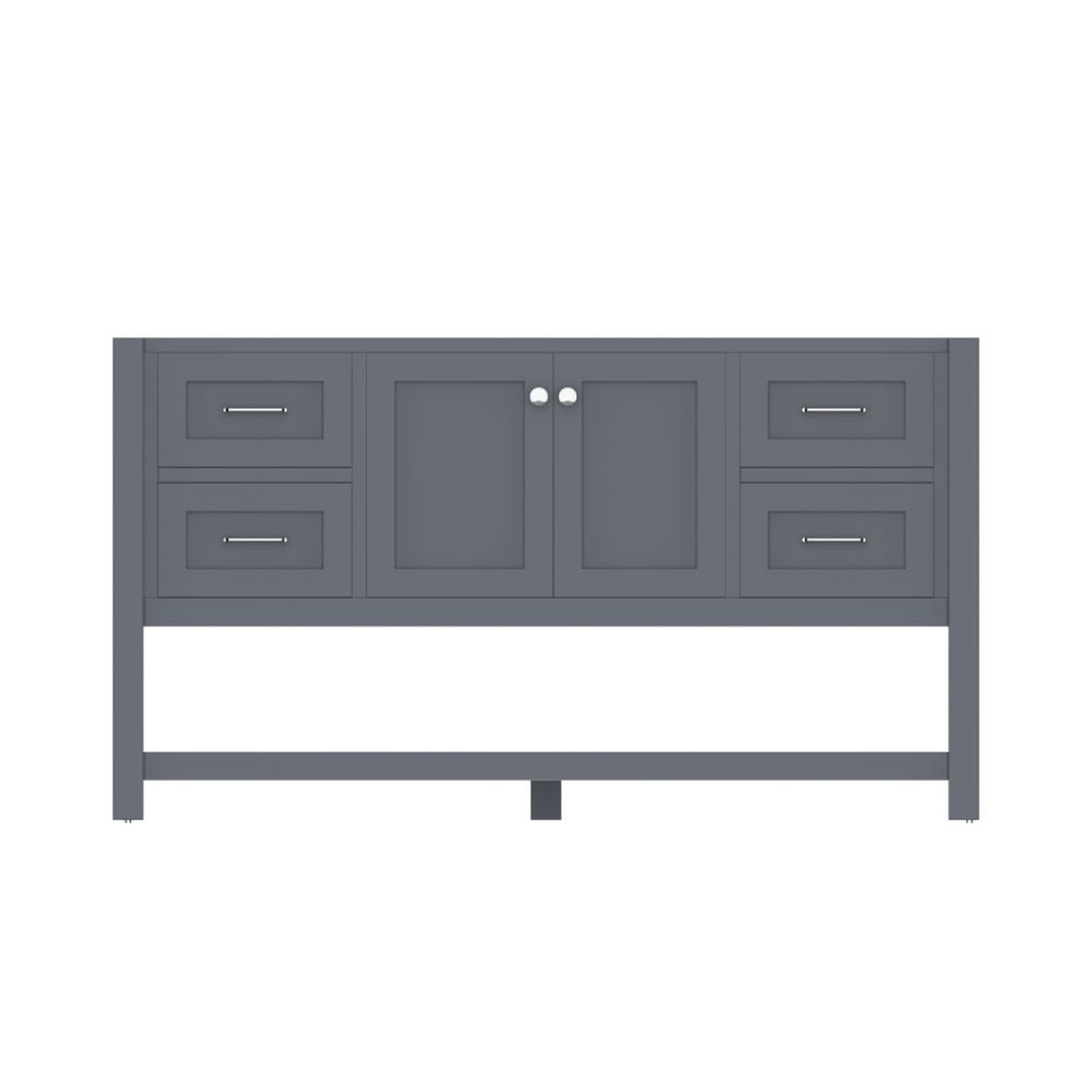 Alya Bath Wilmington 60" Single Gray Freestanding  Bathroom Vanity  With Brushed Nickel Edge Handles - HE-102-60S-G
