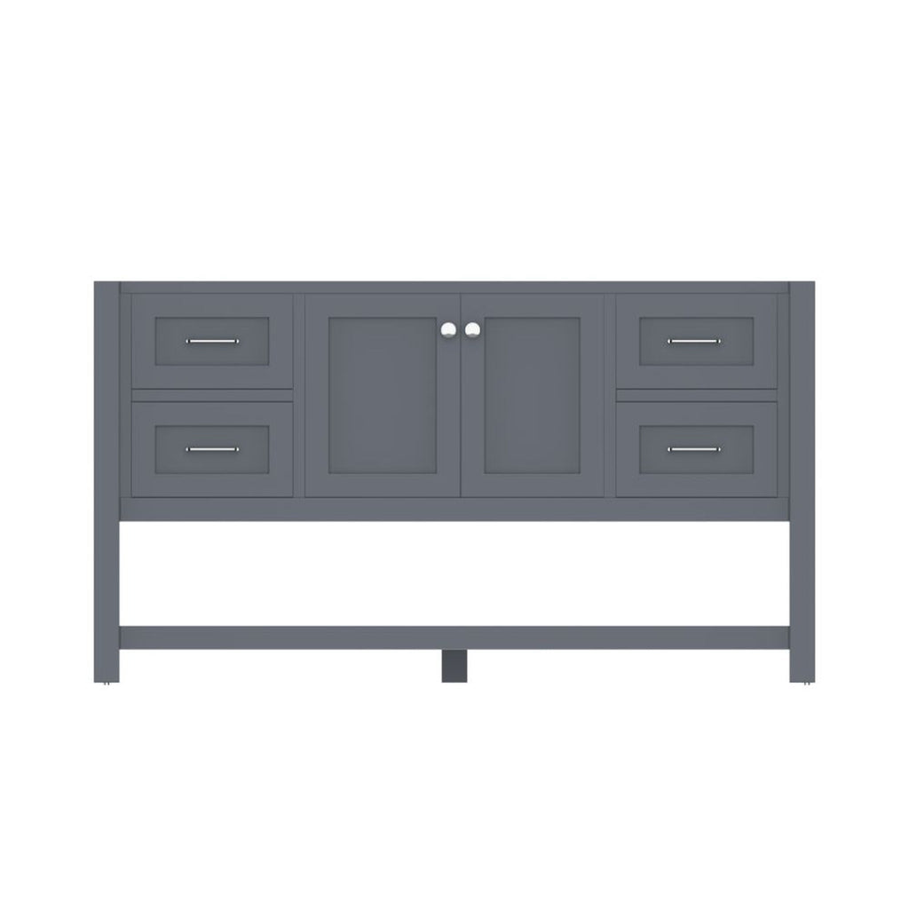 Alya Bath Wilmington 60" Single Gray Freestanding  Bathroom Vanity  With Brushed Nickel Edge Handles - HE-102-60S-G