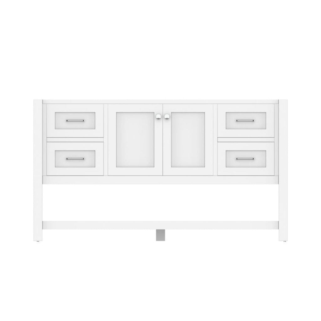 Alya Bath Wilmington 60" Single White Freestanding  Bathroom Vanity  With Brushed Nickel Edge Handles - HE-102-60S-W