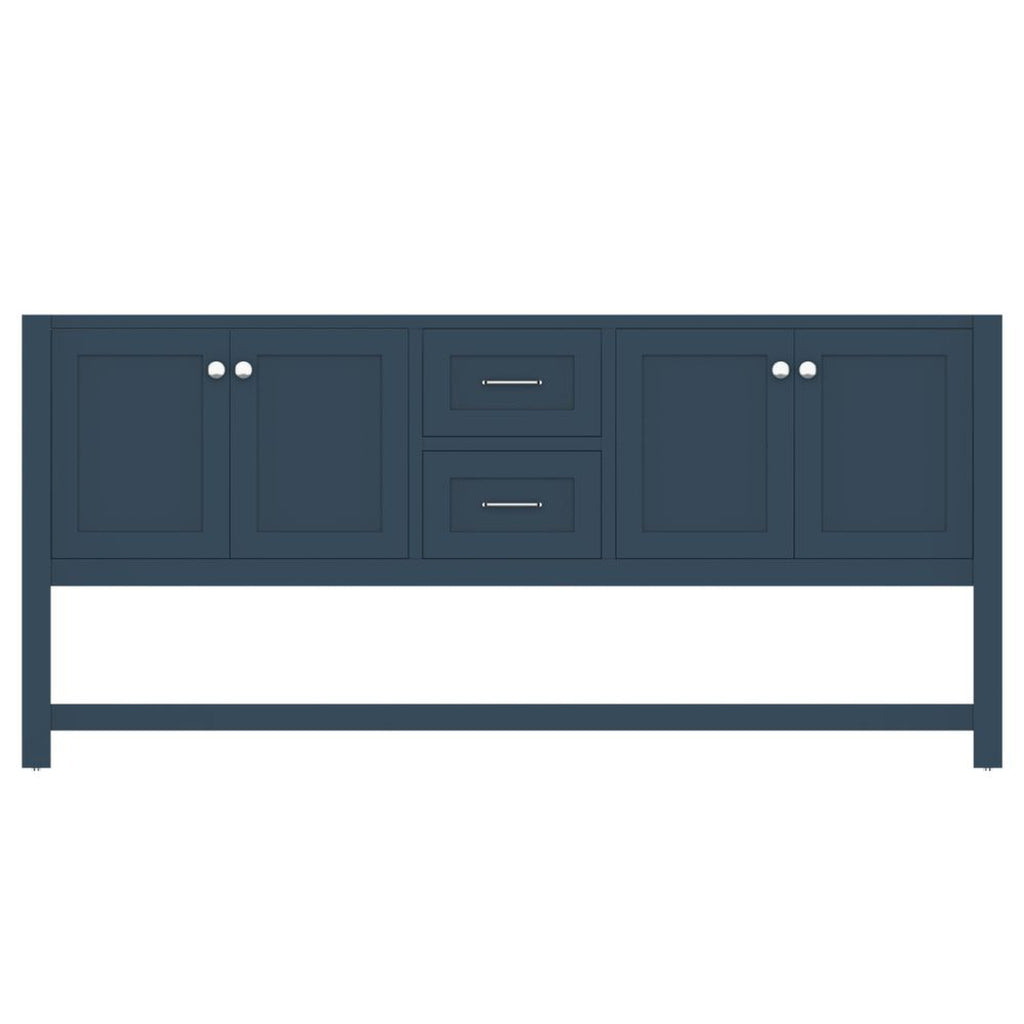 Alya Bath Wilmington 72" Double Blue Freestanding  Bathroom Vanity  With Brushed Nickel Edge Handles - HE-102-72D-B