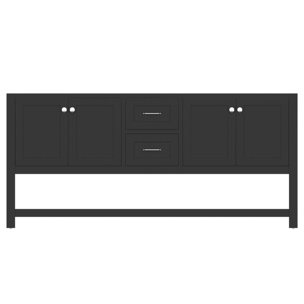 Alya Bath Wilmington 72" Double Espresso Freestanding  Bathroom Vanity  With Brushed Nickel Edge Handles - HE-102-72D-E