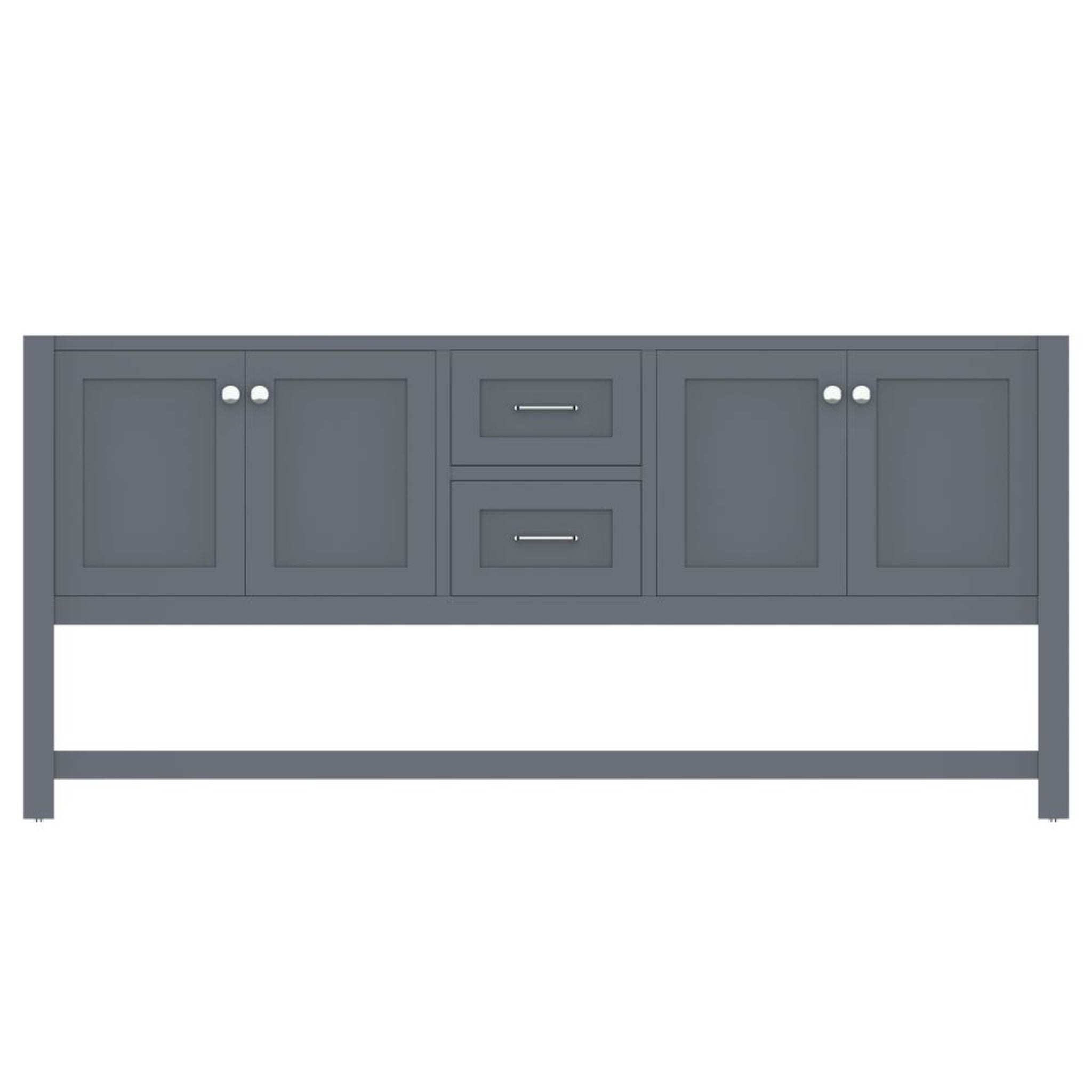 Alya Bath Wilmington 72" Double Gray Freestanding Bathroom Vanity  With Brushed Nickel Edge Handles - HE-102-72D-G