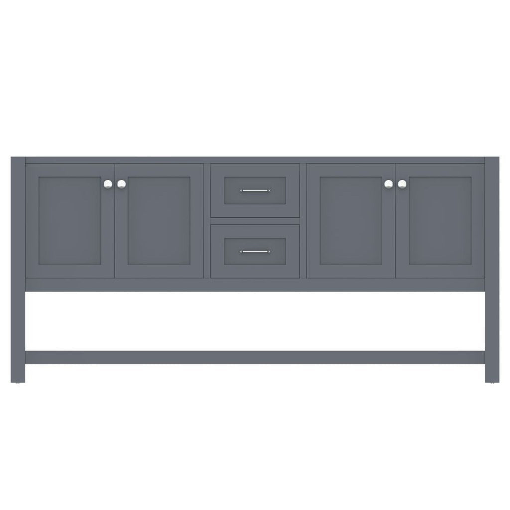 Alya Bath Wilmington 72" Double Gray Freestanding Bathroom Vanity  With Brushed Nickel Edge Handles - HE-102-72D-G
