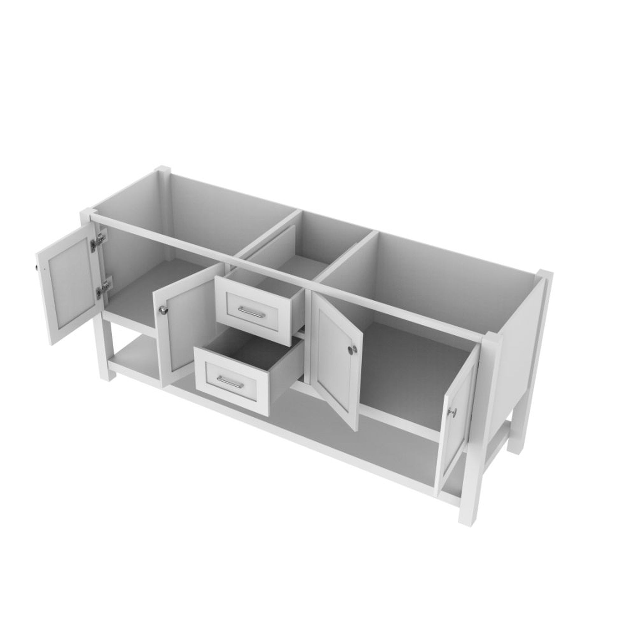 Alya Bath Wilmington 72" Double White Freestanding  Bathroom Vanity  With Brushed Nickel Edge Handles - HE-102-72D-W