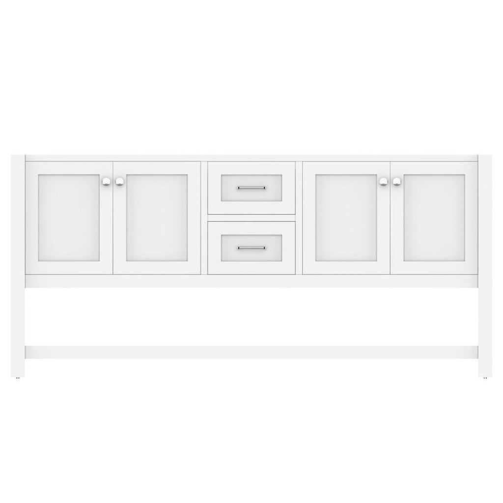 Alya Bath Wilmington 72" Double White Freestanding  Bathroom Vanity  With Brushed Nickel Edge Handles - HE-102-72D-W