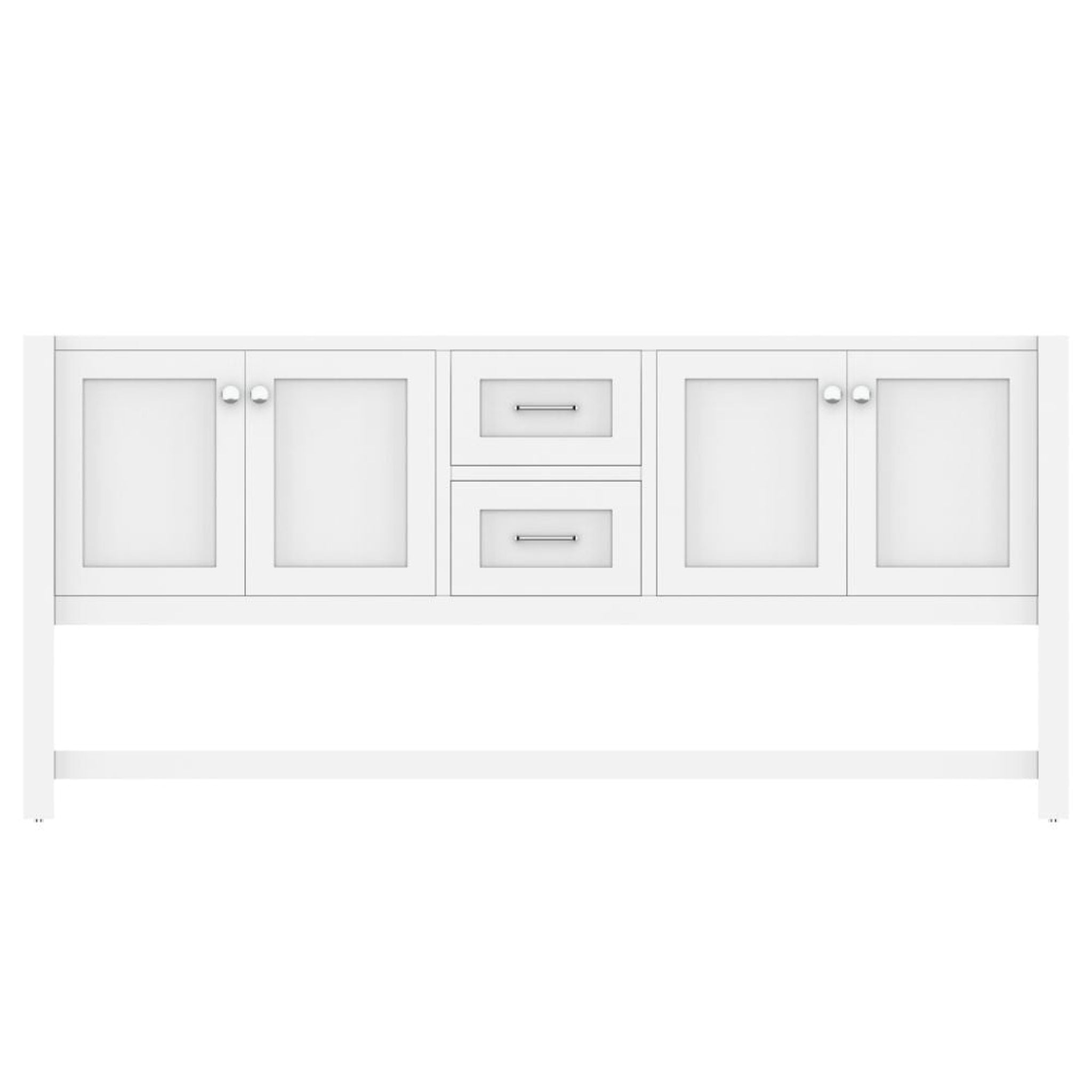 Alya Bath Wilmington 72" Double White Freestanding  Bathroom Vanity  With Brushed Nickel Edge Handles - HE-102-72D-W
