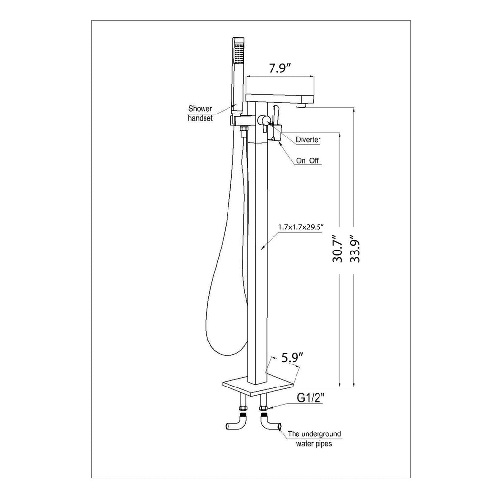 Anzzi Khone 2-Handle Claw Foot Tub Faucet with Hand Shower FS-AZ0037 - FS-AZ0037BN