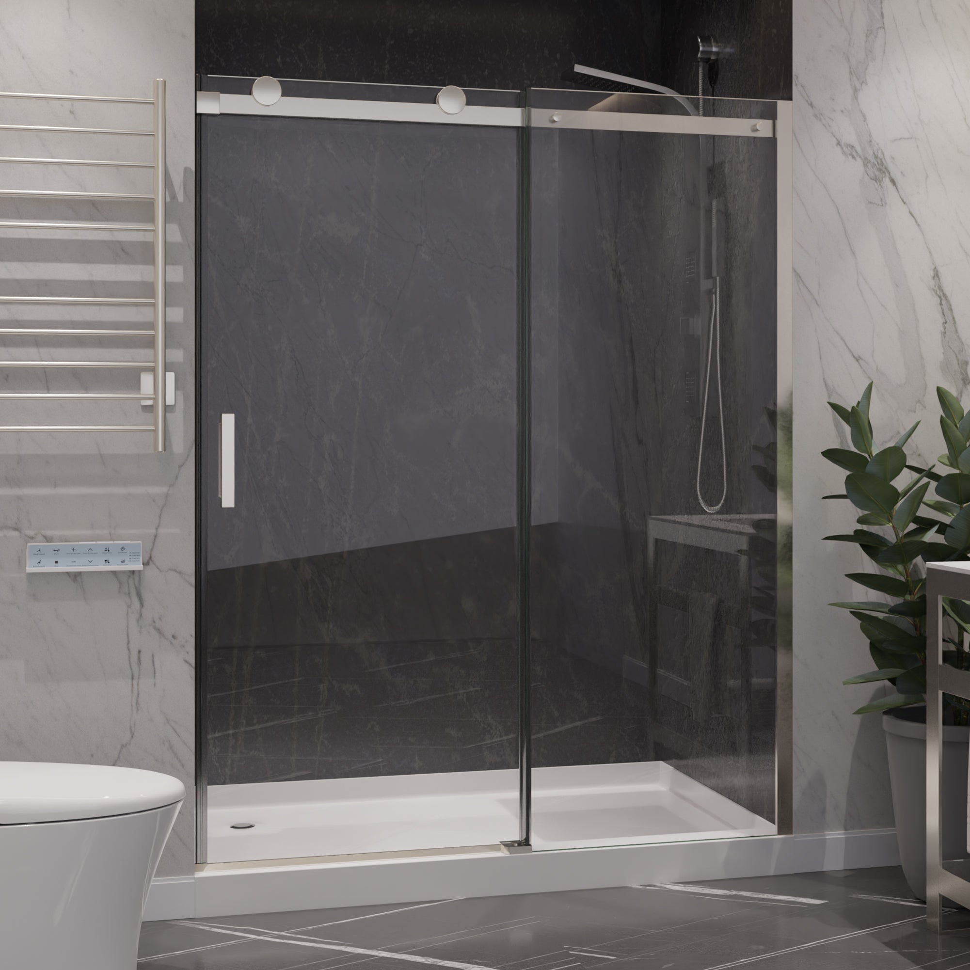 Anzzi Rhodes Series 60 in. x 76 in. Frameless Sliding Shower Door with Handle  SD-FRLS05702 - SD-FRLS05702BN