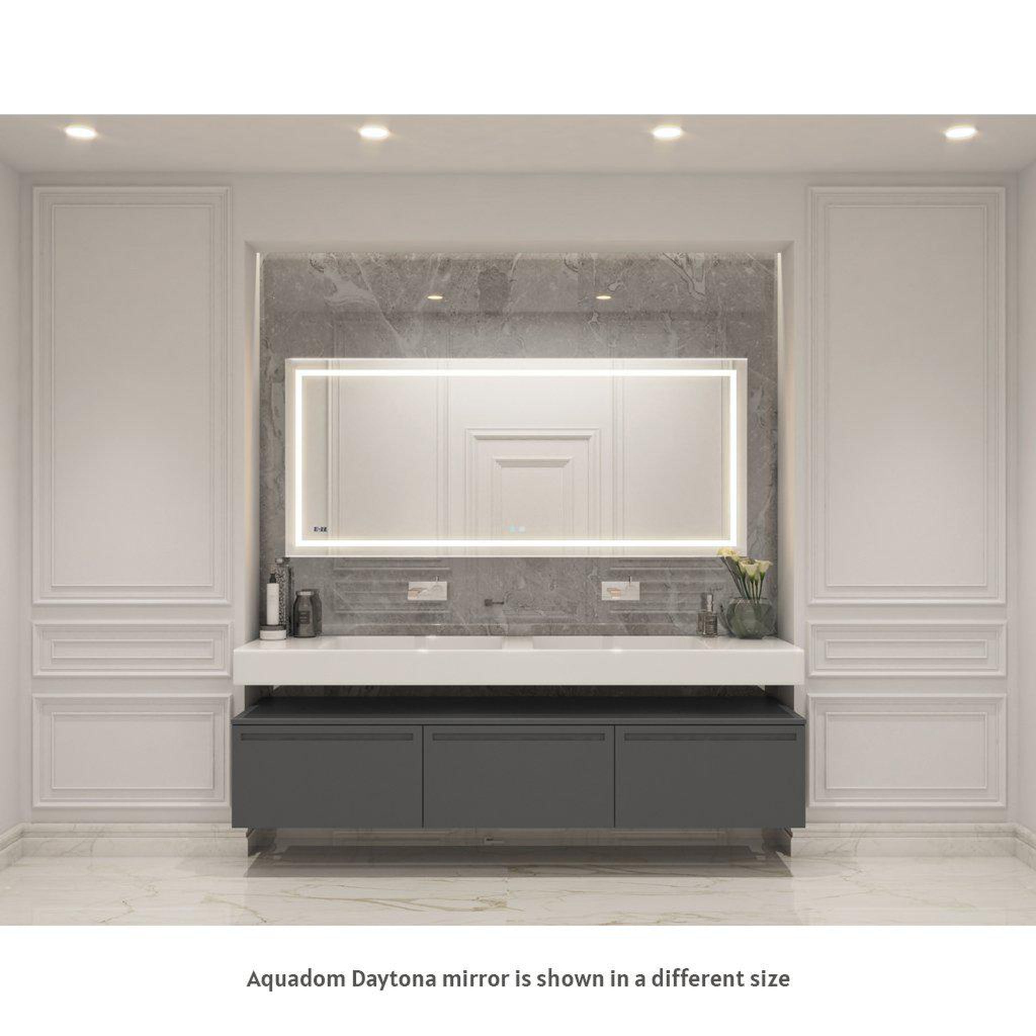 Aquadom Daytona 60" x 36" Rectangle Ultra-Slim Frame LED Lighted Bathroom Mirror With Defogger