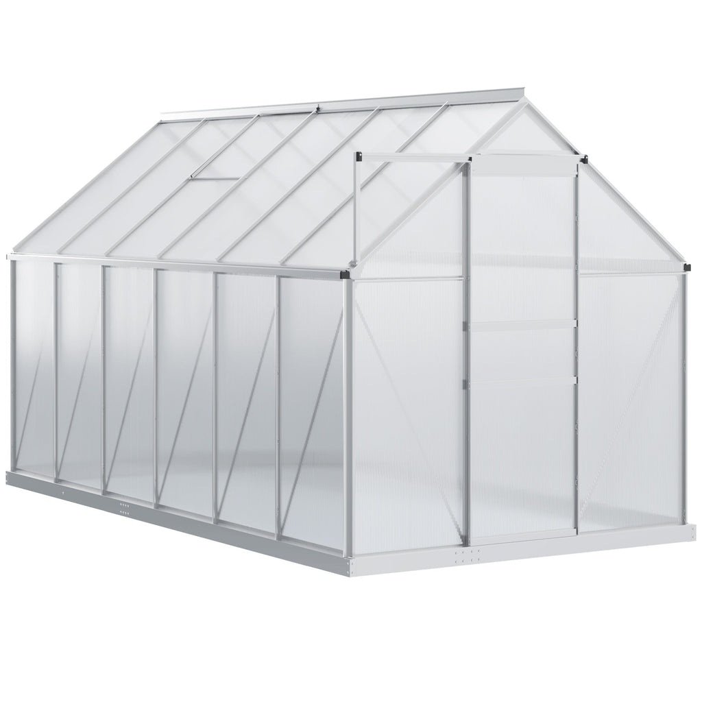 Outsunny BloomGreen 12' x 6' Greenhouse with Adjustable Roof Vent Silver - 845-540V02SR