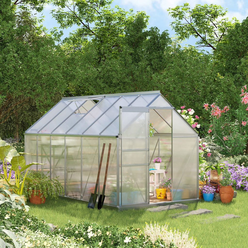 Outsunny BloomGreen 12' x 6' Greenhouse with Adjustable Roof Vent Silver - 845-540V02SR