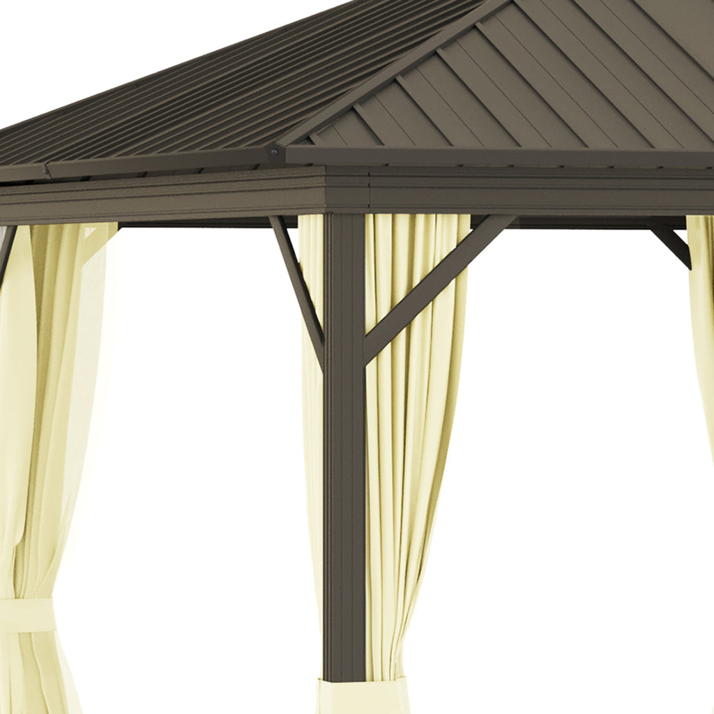 Outsunny 10' x 12' Hardtop Gazebo with Aluminum Frame, Curtains & Netting in Cream - 84C-095V01CW