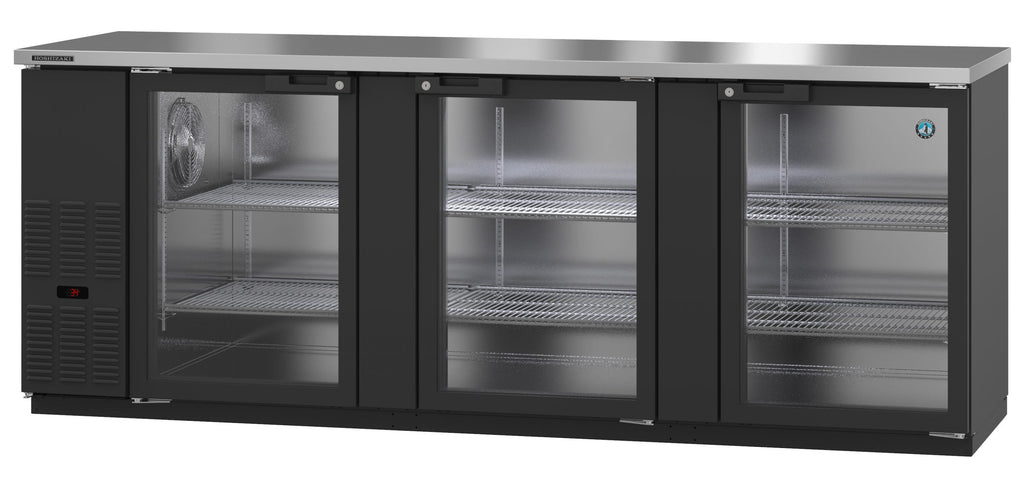 Hoshizaki BB95-G | 96" Wide 3 Glass Door Black Vinyl Back Bar - BB95-G