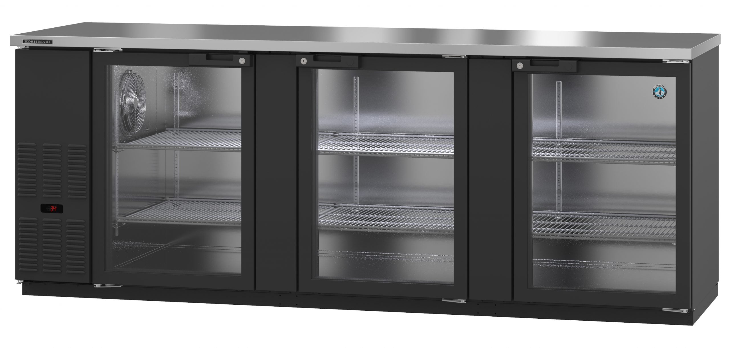 Hoshizaki BB95-G | 96" Wide 3 Glass Door Black Vinyl Back Bar - BB95-G