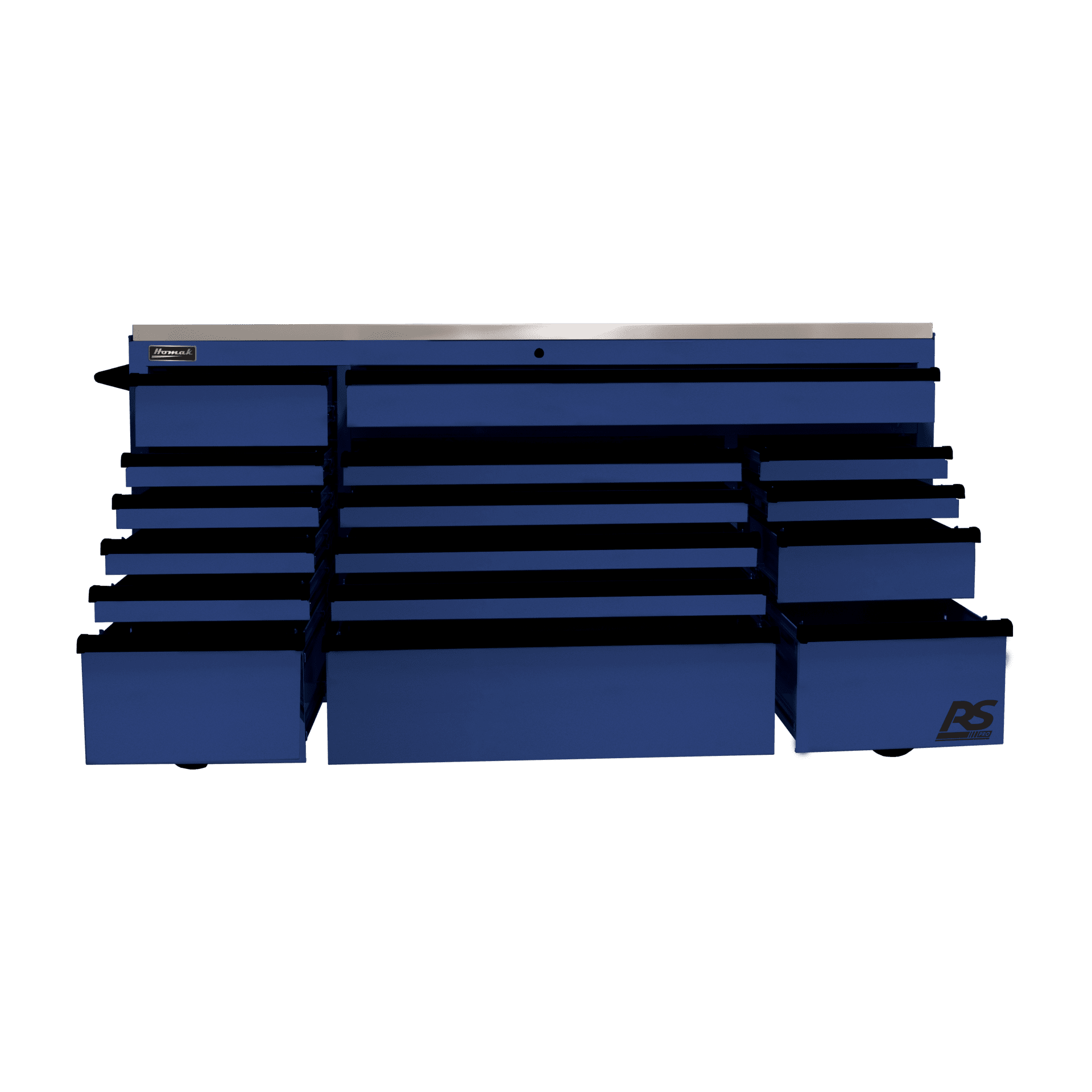 Homak  72” RS Pro Series 16 Drawer Roller Cabinet with Stainless Steel Top - BK04072164