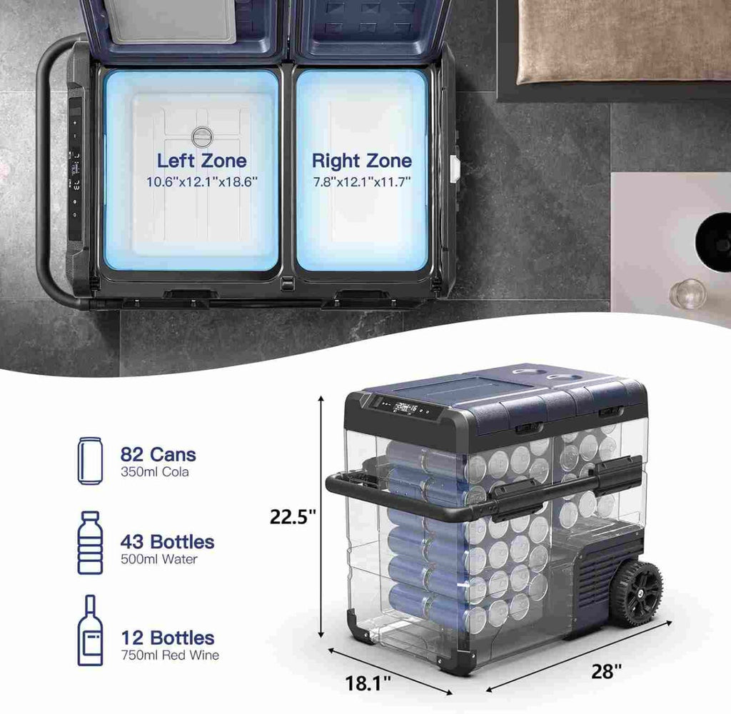 BODEGAcooler Car Fridge Dual Door Dual Zone 59QT