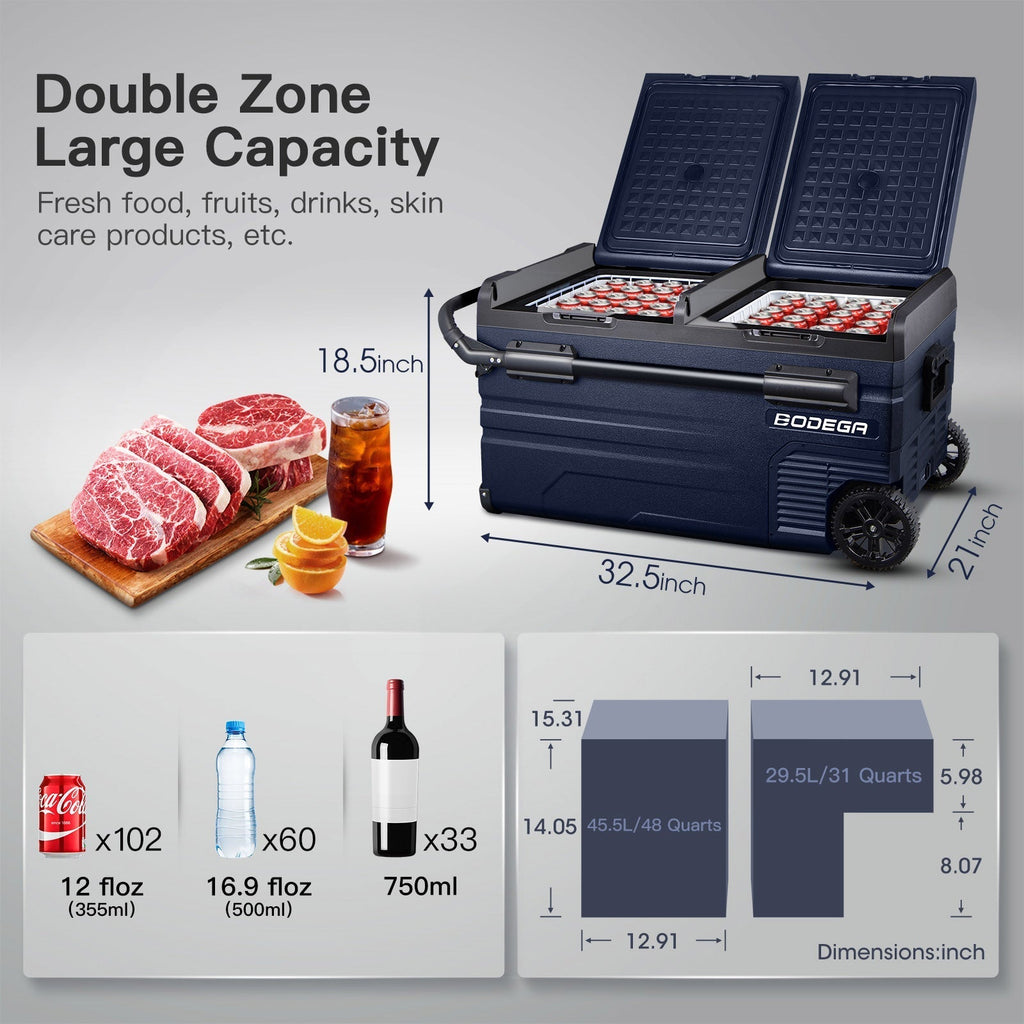 BODEGAcooler Portable Freezer 80Qt/75L With Batteries