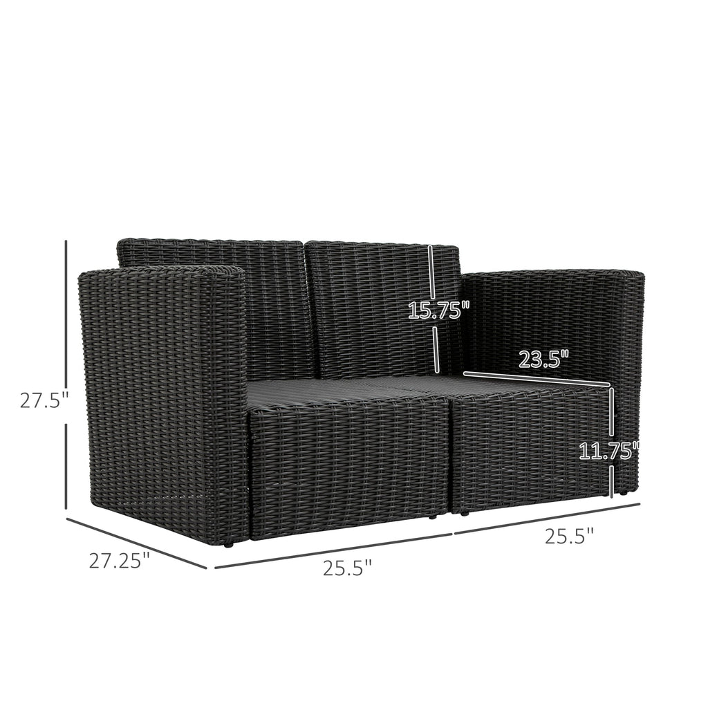 Outsunny 2-Piece Patio Corner Sofa Set with PE Rattan & Padded Cushions, Beige - 860-204CW