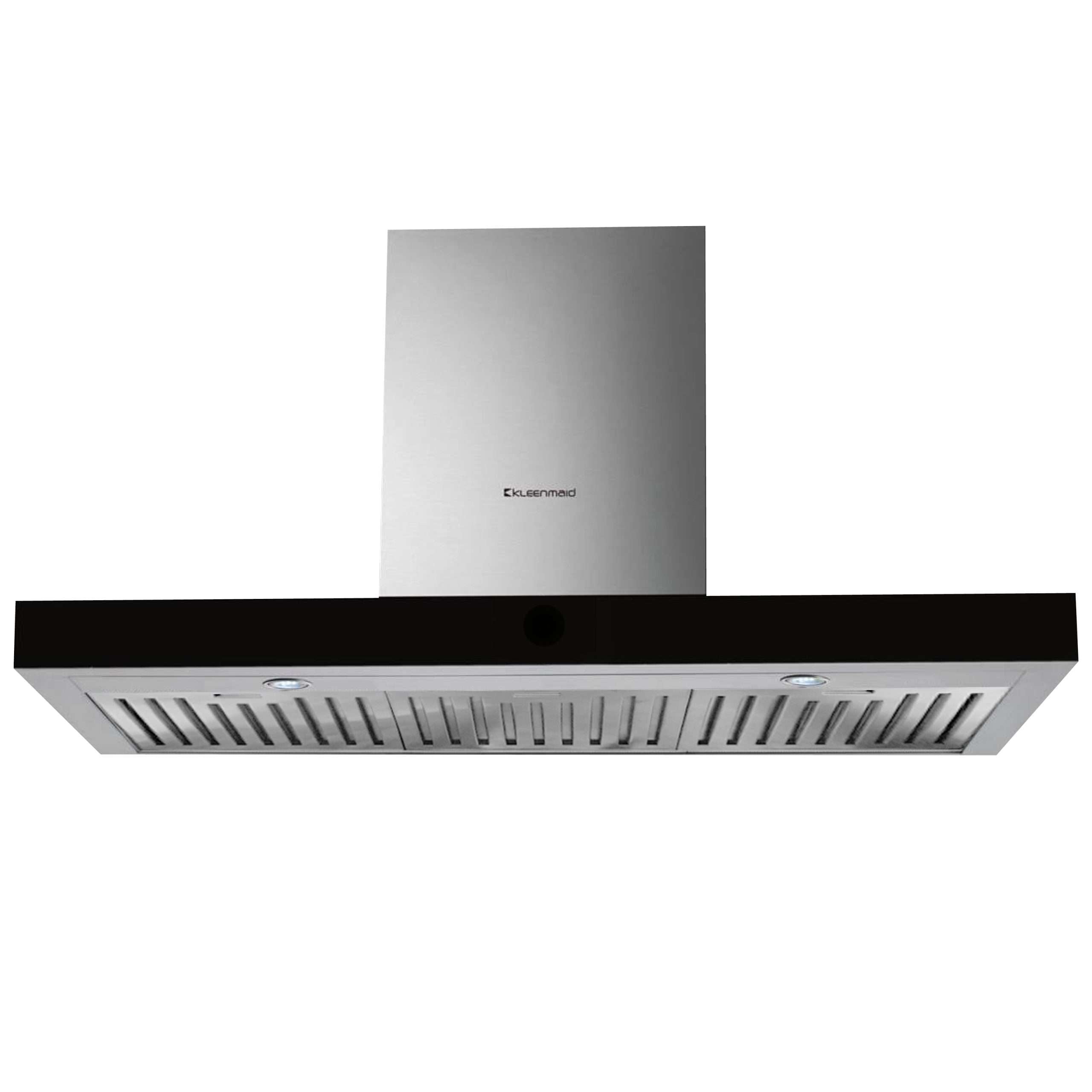 Kleenmaid 90cm wide Black Glass & Stainless Steel Wall Mounted Canopy Rangehood - RHSCK92