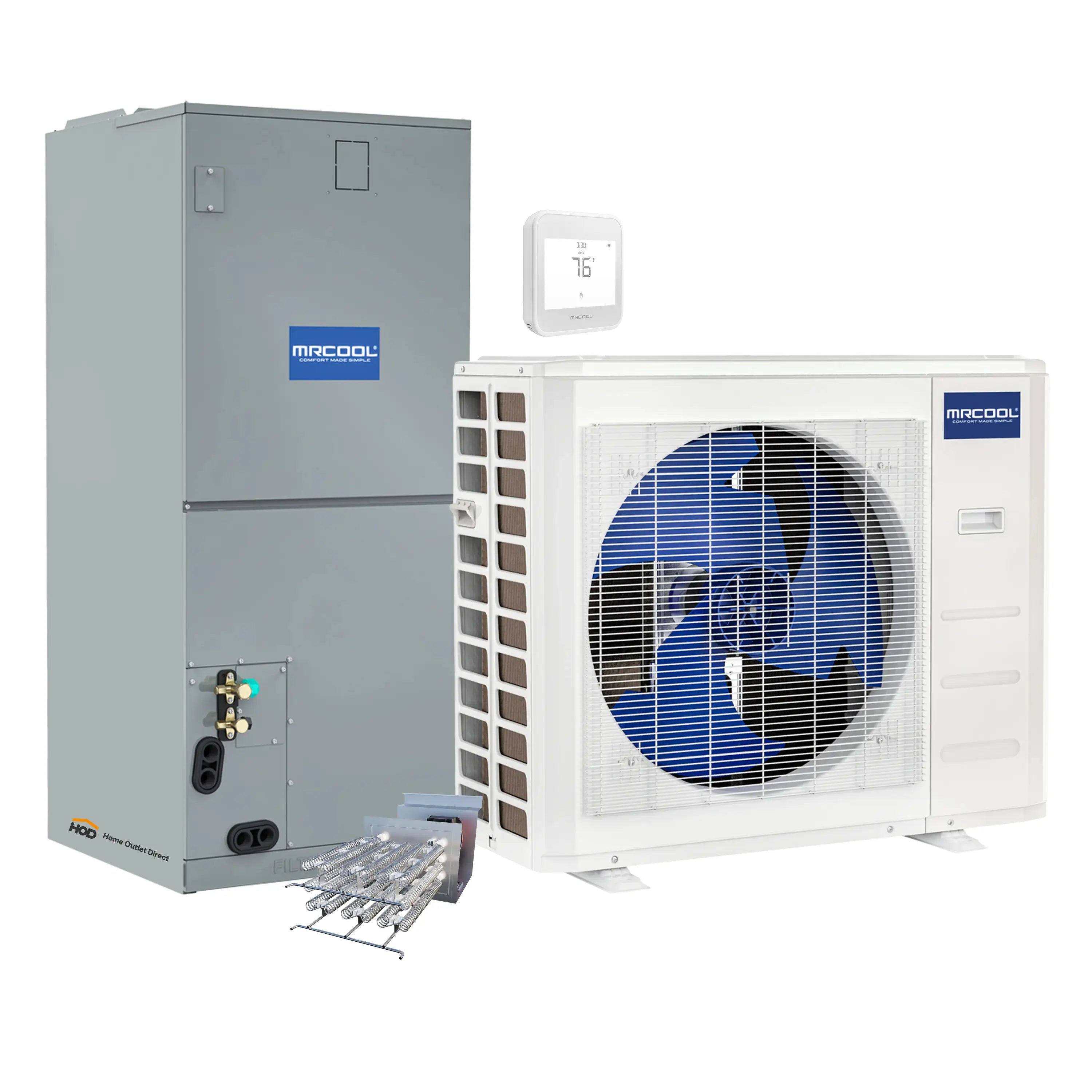 MRCOOL Hyper Heat 2nd Gen 30K BTU, 2.5 Ton, 16.8 SEER2 Heat Pump Condenser and Ducted Air Handler with 5kW Heat Kit  - C30HP230BL00H05