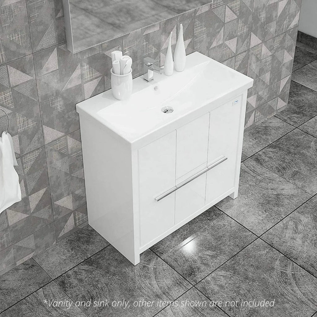 Casa Mare Alessio 36" Bathroom Vanity and Ceramic Sink Combo with LED Mirror - Alessio90GG-36