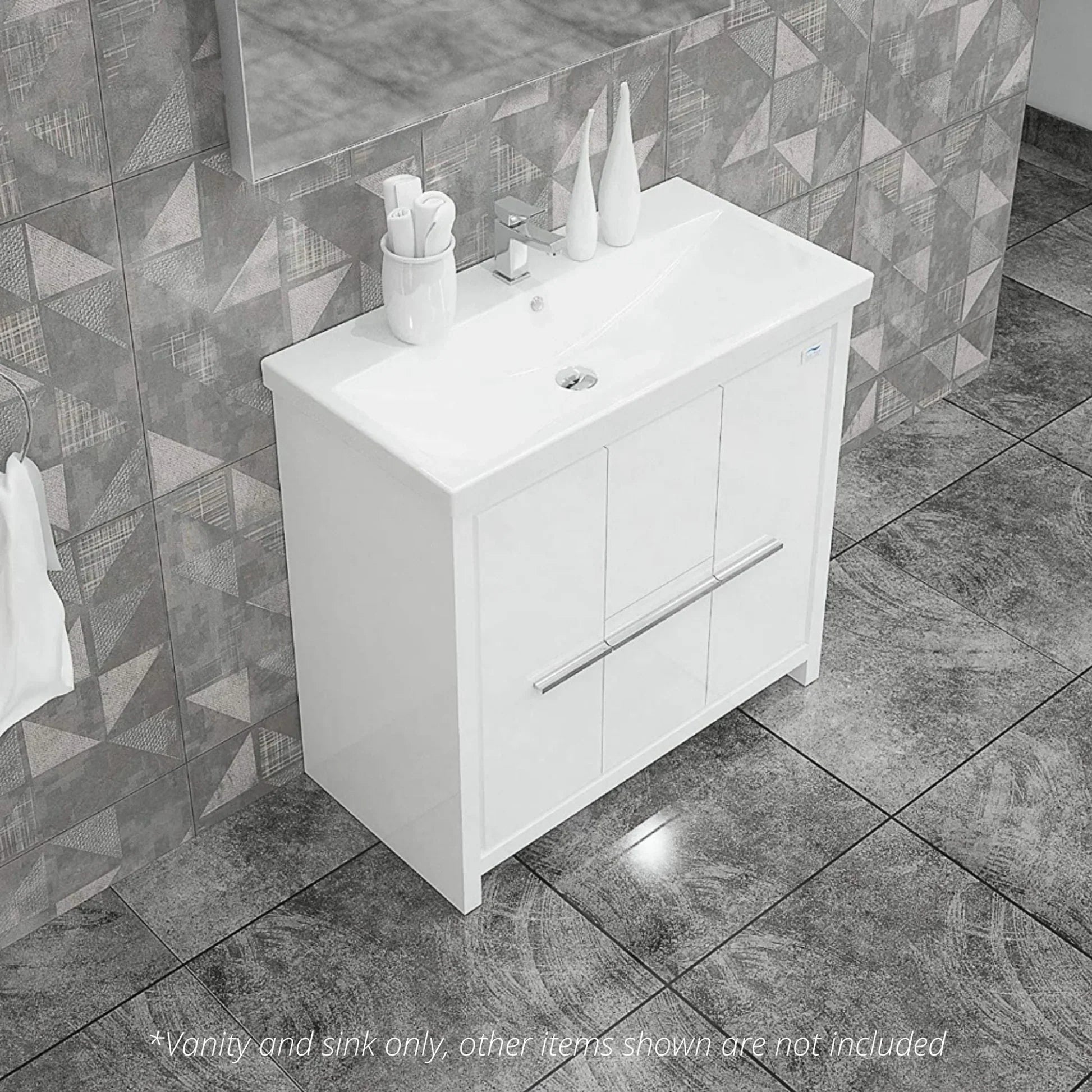 Casa Mare Alessio 36" Bathroom Vanity and Ceramic Sink Combo with LED Mirror - Alessio90GG-36
