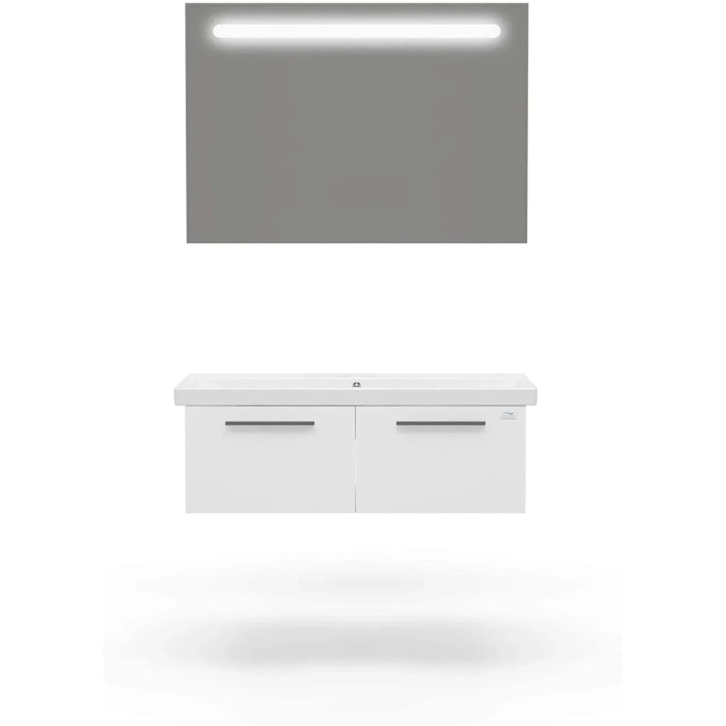 Casa Mare Aspe 40" Glossy White Bathroom Vanity and Ceramic Sink Combo with LED Mirror - Aspe100GW-40