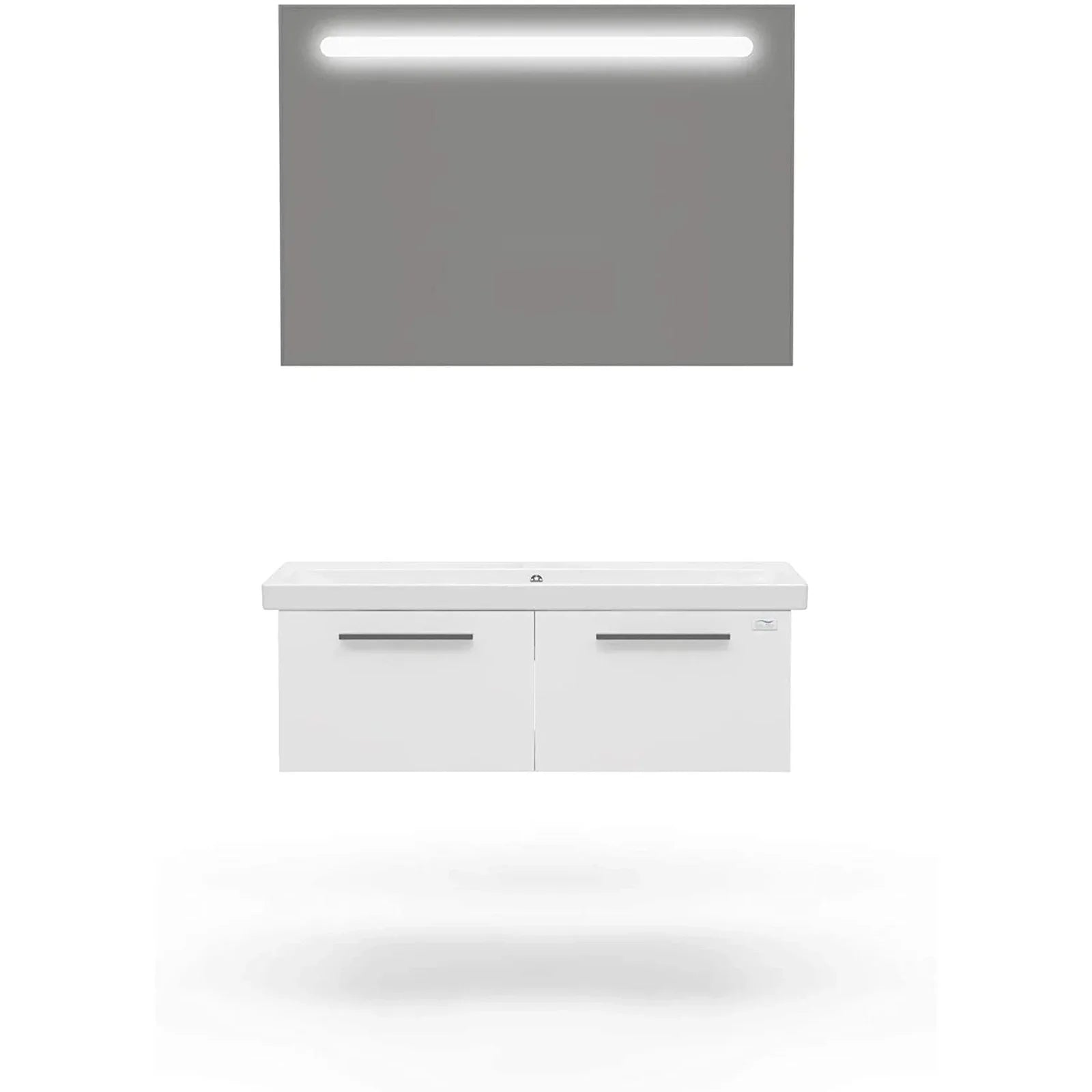 Casa Mare Aspe 40" Glossy White Bathroom Vanity and Ceramic Sink Combo with LED Mirror - Aspe100GW-40
